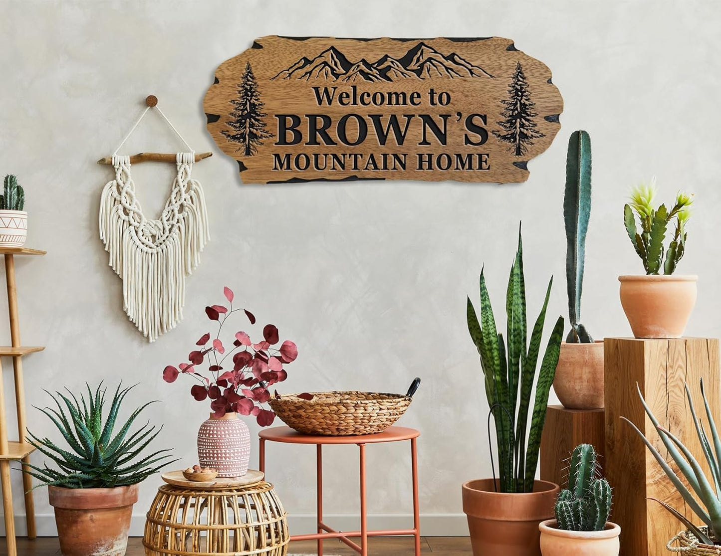 Personalized Cabin Sign - Rustic Wood Welcome Sign for Outdoor & Home Wall Decor - Customizable Farmhouse Decor, Backyard Sign & 3D Carving Wood Sign.3D carved decorative wooden plaques.