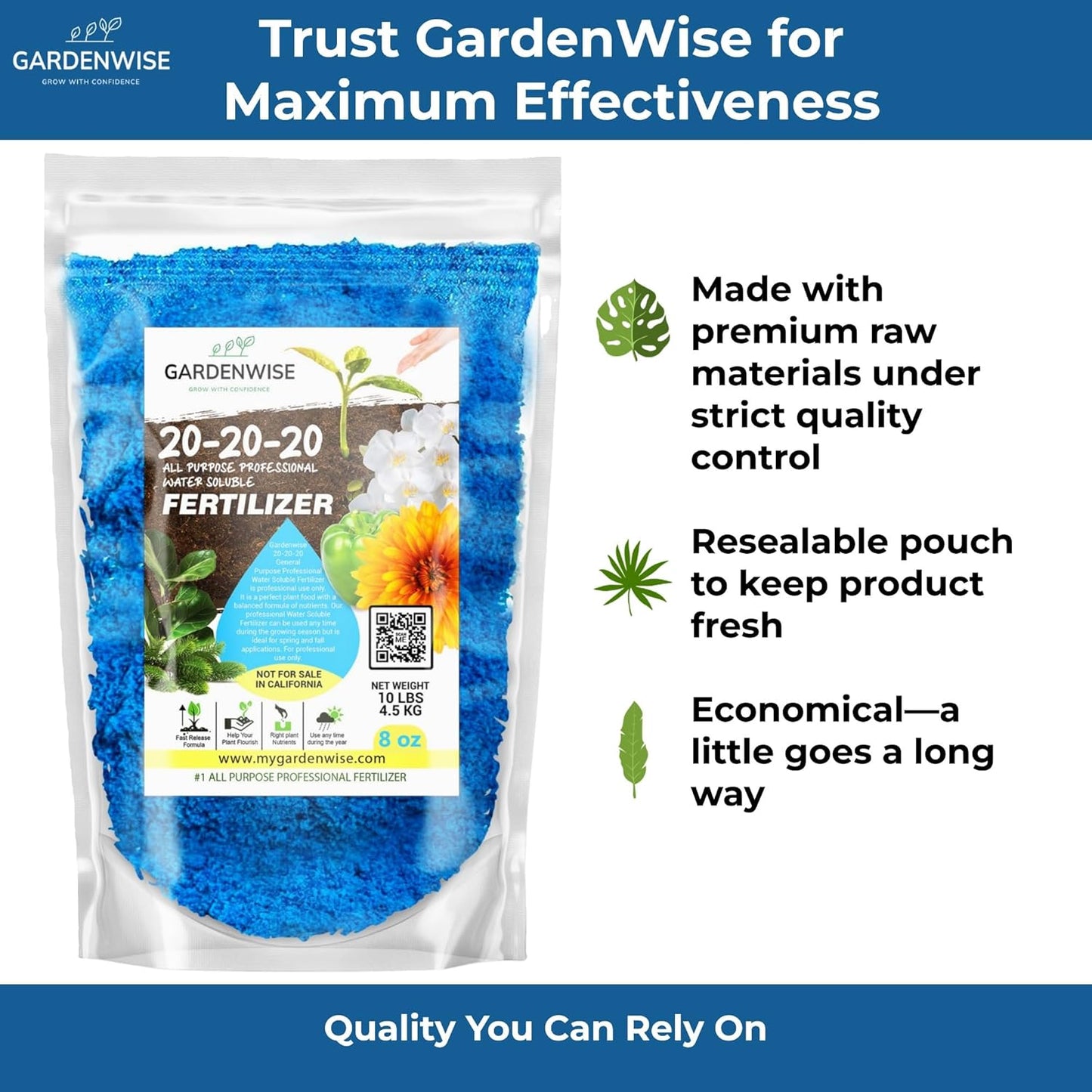 20-20-20 Water-Soluble Fertilizer – Powder for Liquid Plant Food for Indoor & Outdoor Plants, Orchids, Vegetables, Lawns, Flowers – 20 20 20 Fertilizer 2 Quarts (4 lbs)