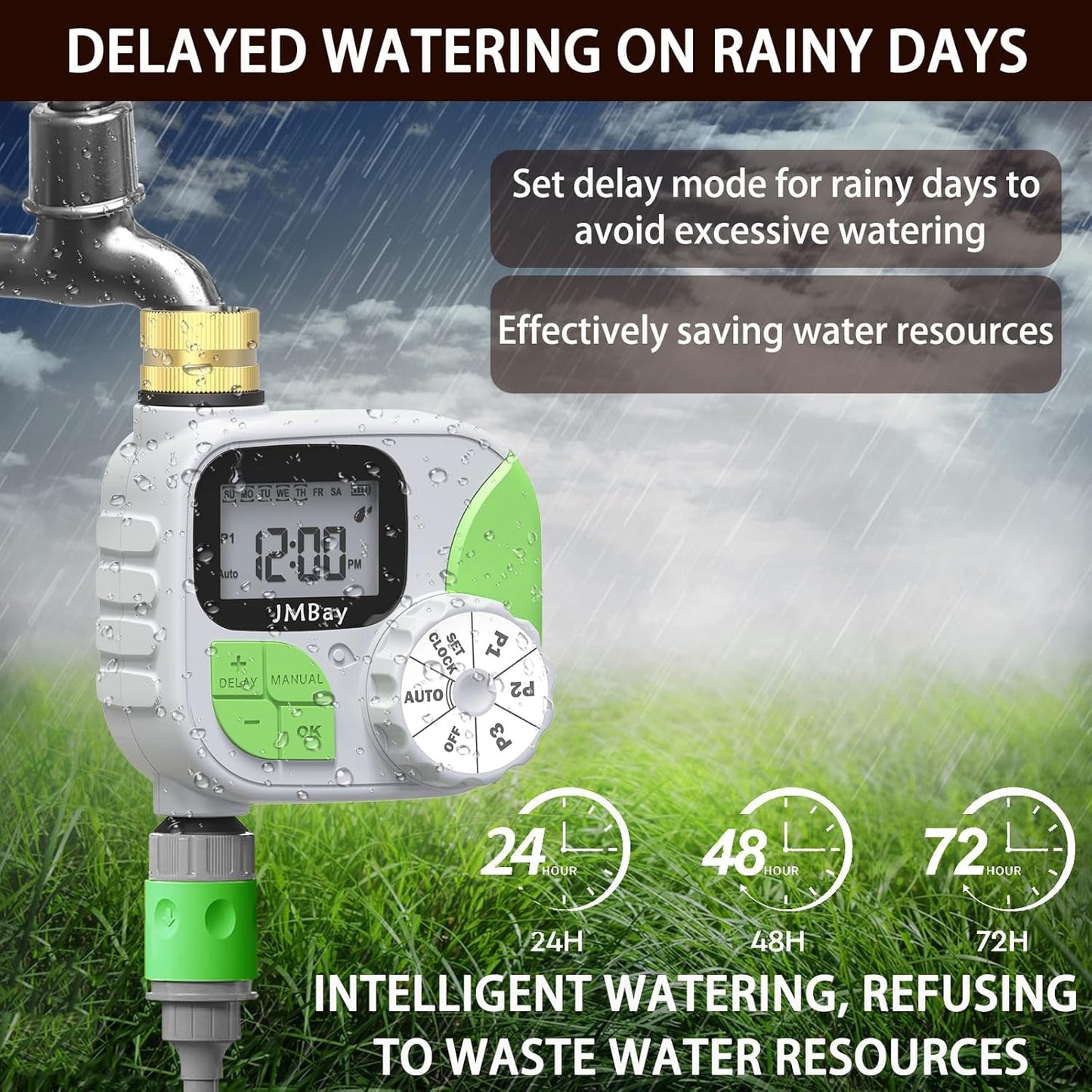 Sprinkler Timer Water Timer for Garden Hose,Smart Hose Timers Programmable Auto Irrigation System for Yard & Greenhouse, Waterproof Digital Sprinkler Controller with Pure Brass Inlet for Lawn
