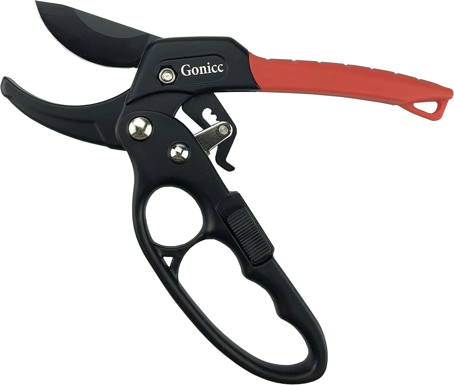 gonicc 8" Professional Ratchet Anvil Pruning Shears (GPPS-1011), Ratcheting Mechanism, Anvil groove design, Reinforced Design Handle, Garden Shears Clippers, Anvil Pruner, Hand Tools Scissors Loppers