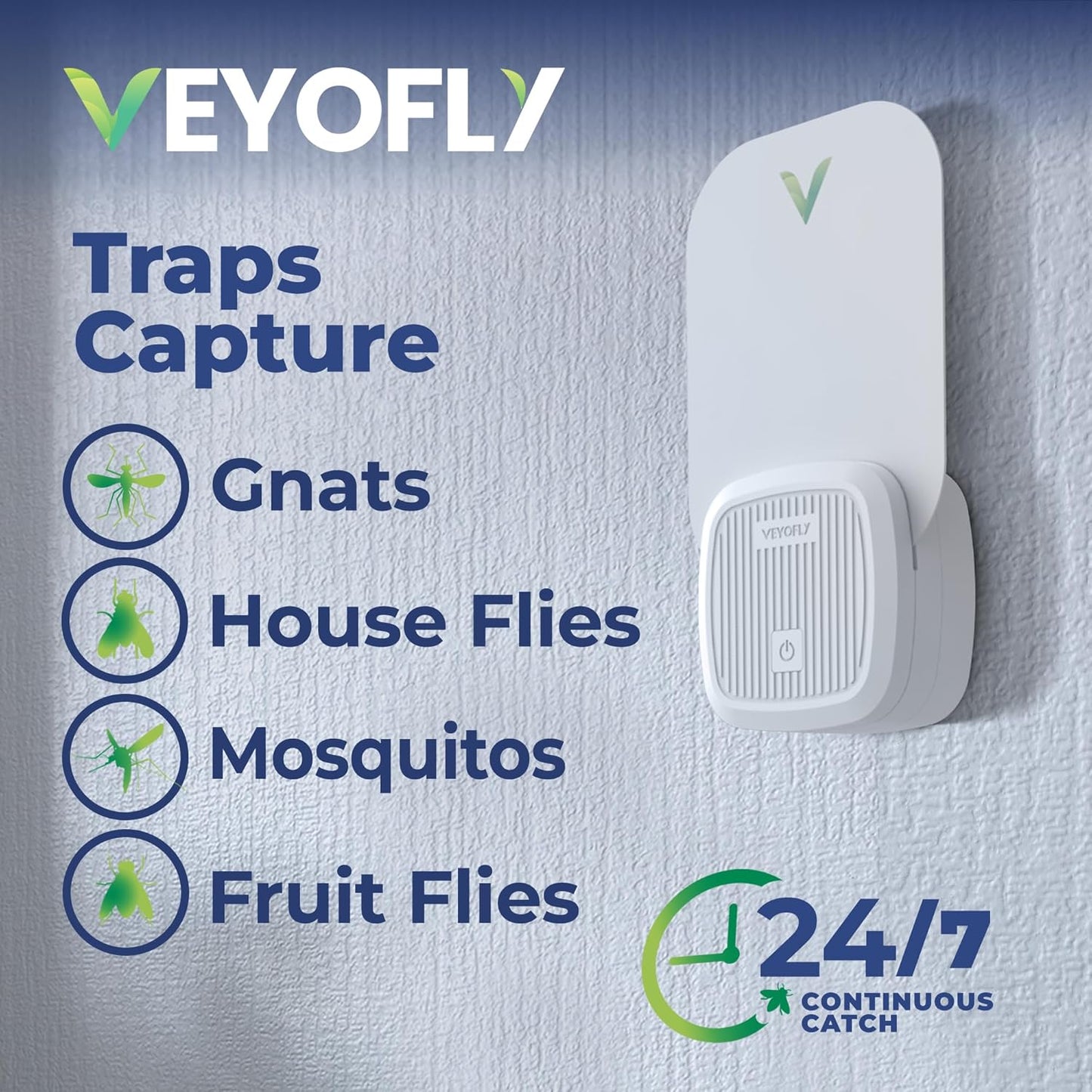 VEYOFLY Fly Trap Indoor, Fruit Fly Traps for Indoors, (4 Device + 12 Refills) Gnat Traps for House Indoor, Fly Catcher Indoor, Plug in Light Flying Insect Trap, Bug Light Killer, Fly Trap