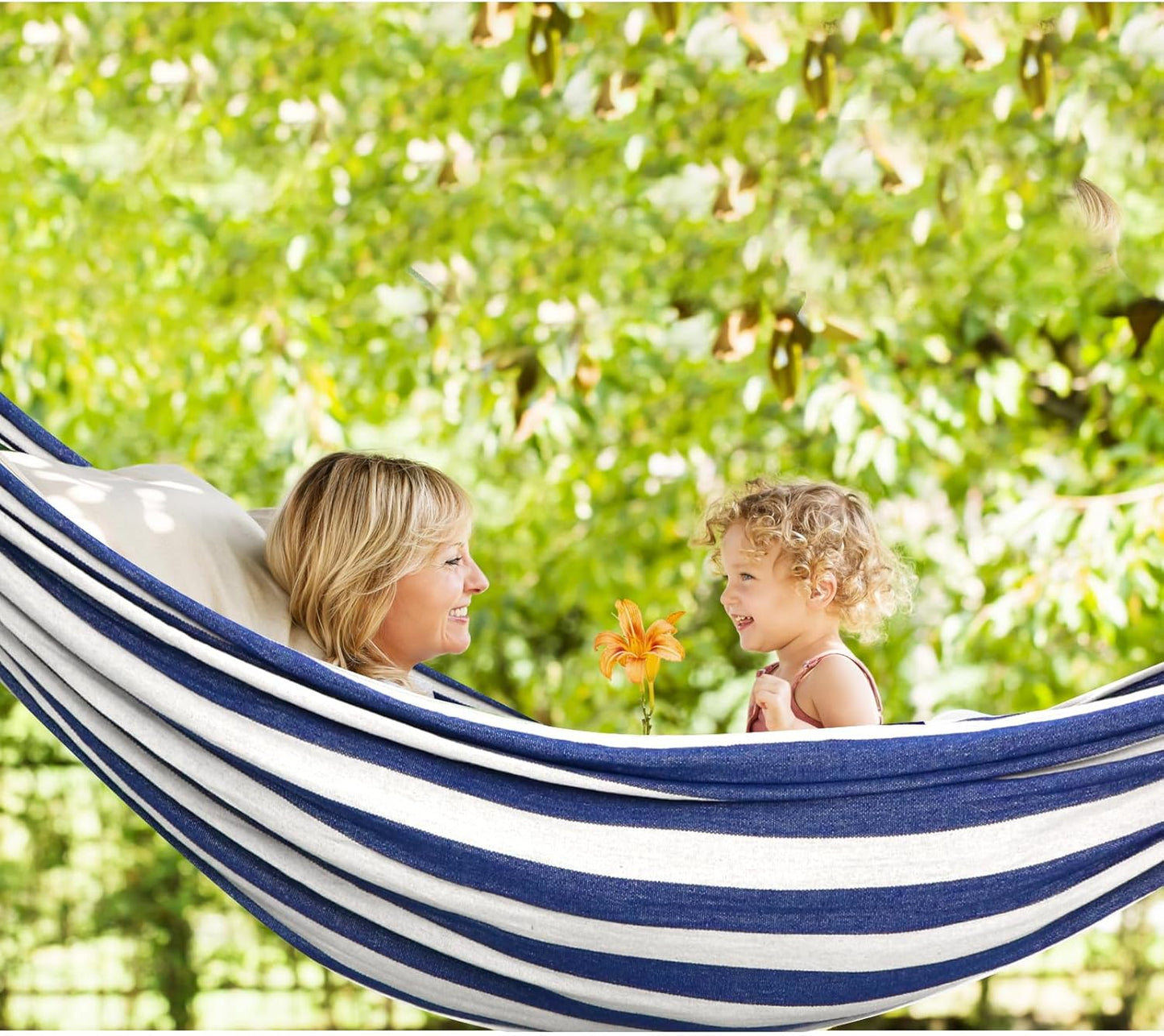 Chihee Cotton Hammock Large Soft Breathable Camping Hammock Holds Up to 660lbs Portable Tree Hammock with Detachable Spreader Bar Pillow 2 Strong Webbings 2 Carabiners Patio Garden Indoor Outdoor