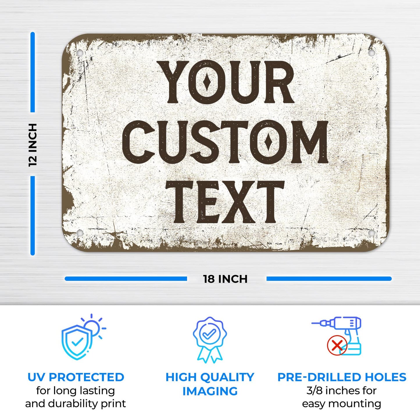 Rustic Custom Sign, Personalized Metal Signs, Gift for Him Men Dad, Man Cave, Indoor and Outdoor Use 12x18 Inches, ACM, Fade Resistant, Made in USA