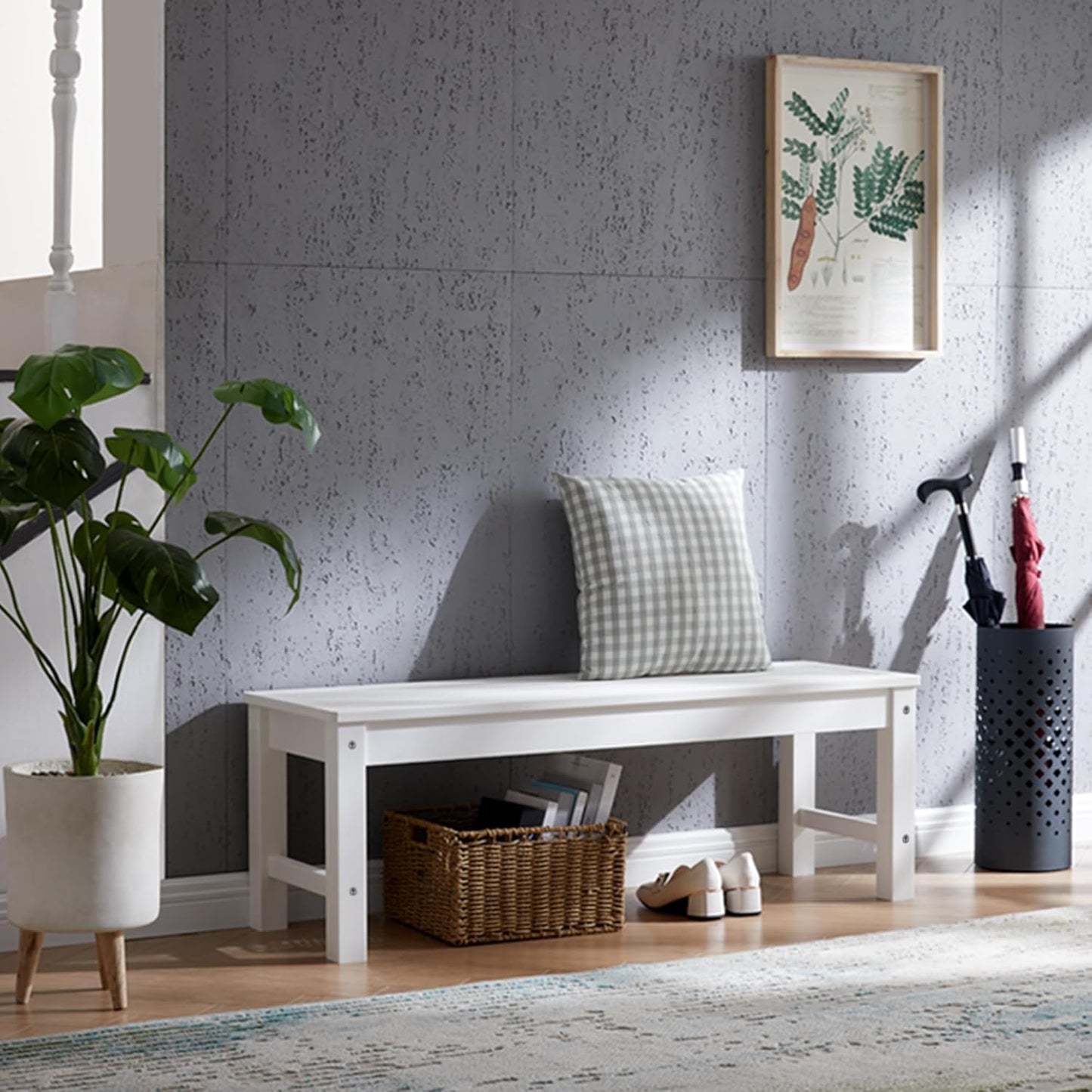 Psilvam Outdoor Bench, Two Person Poly Lumber Porch Bench, Weatherproof Garden Bench That Never Rot and Fade, Patio Bench Suit for Garden, Porch, and Park (2 pcs, White)