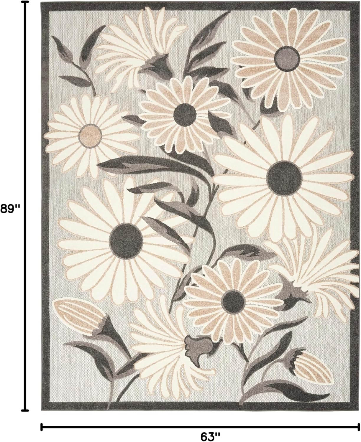 Nourison Home Aloha Indoor-Outdoor Beige 5'3" x 7'5" Area Rug, Easy Cleaning, Non Shedding, Bed Room, Living Room, Dining Room, Kitchen (5x7)