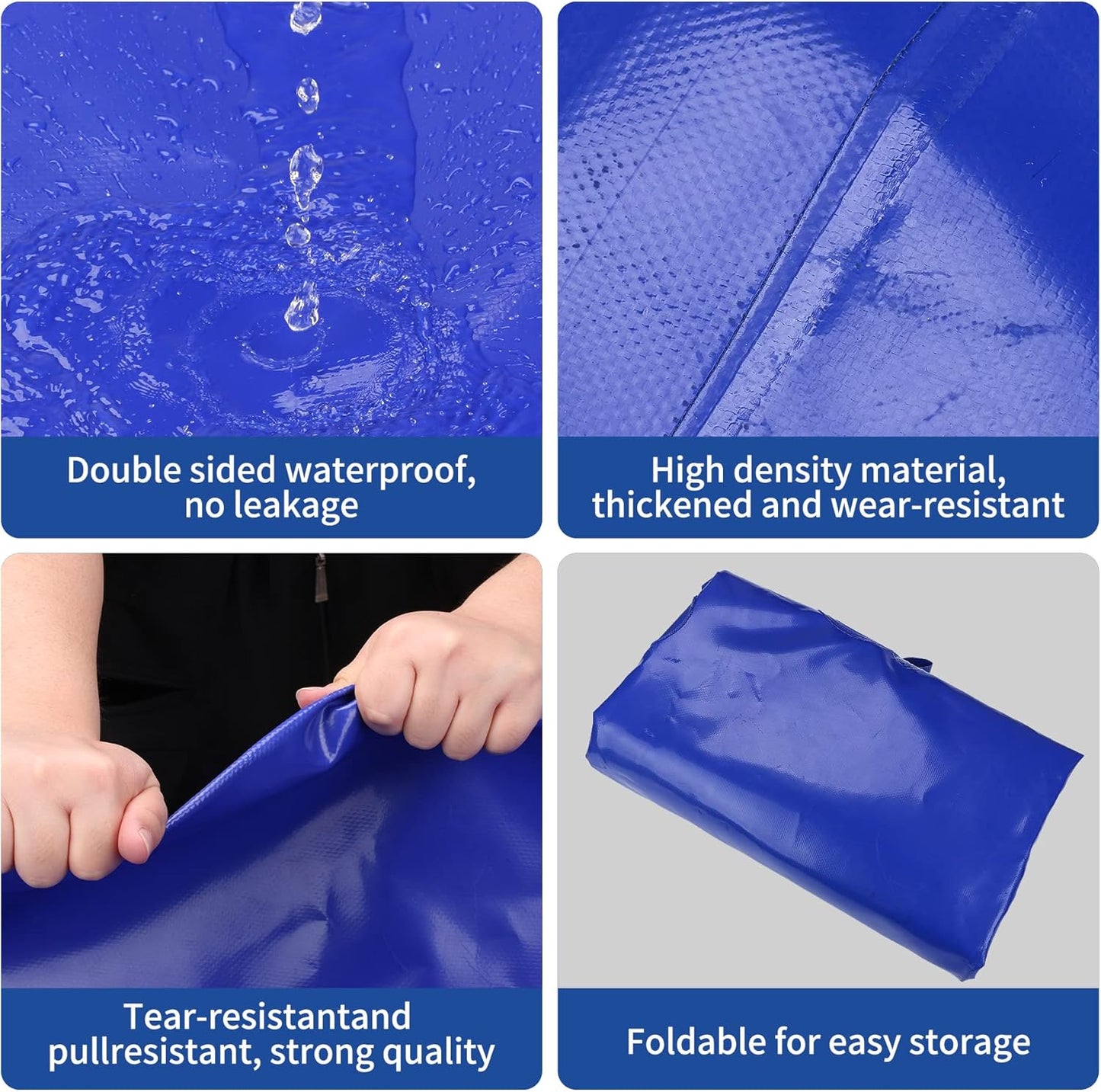 1400 L/370 Gal Water Bladder Tank, Foldable Portable Water Storage Container, Emergency Water Bag for RV, Truck Bed, Fire Prevention, Drought Resistance, Blue