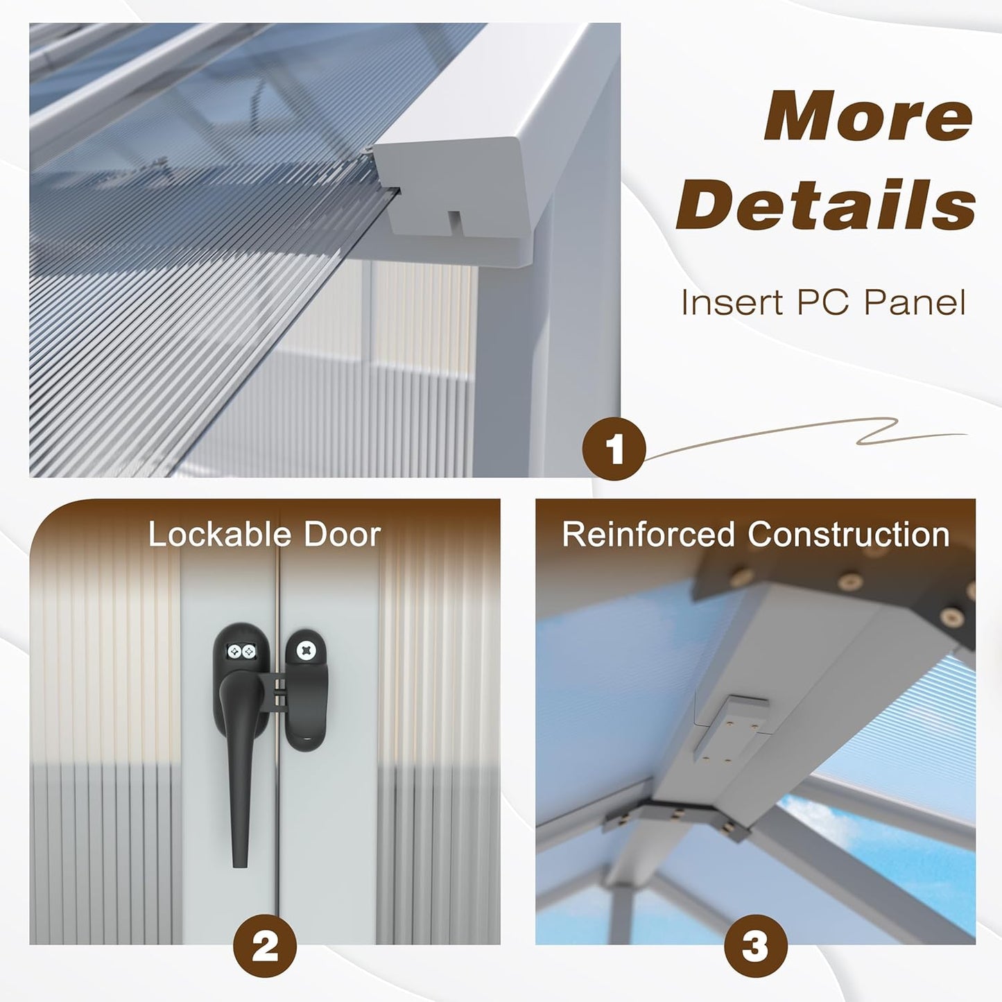 MUPATER 6 × 10 FT Cedar Wood Greenhouse for Outdoors, Outdoor Greenhouse With Polycarbonate Panels, Adjustable Vent Windows and Lockable Door, Wooden Walk-In Green House Kit for Garden, Lawn, Backyard