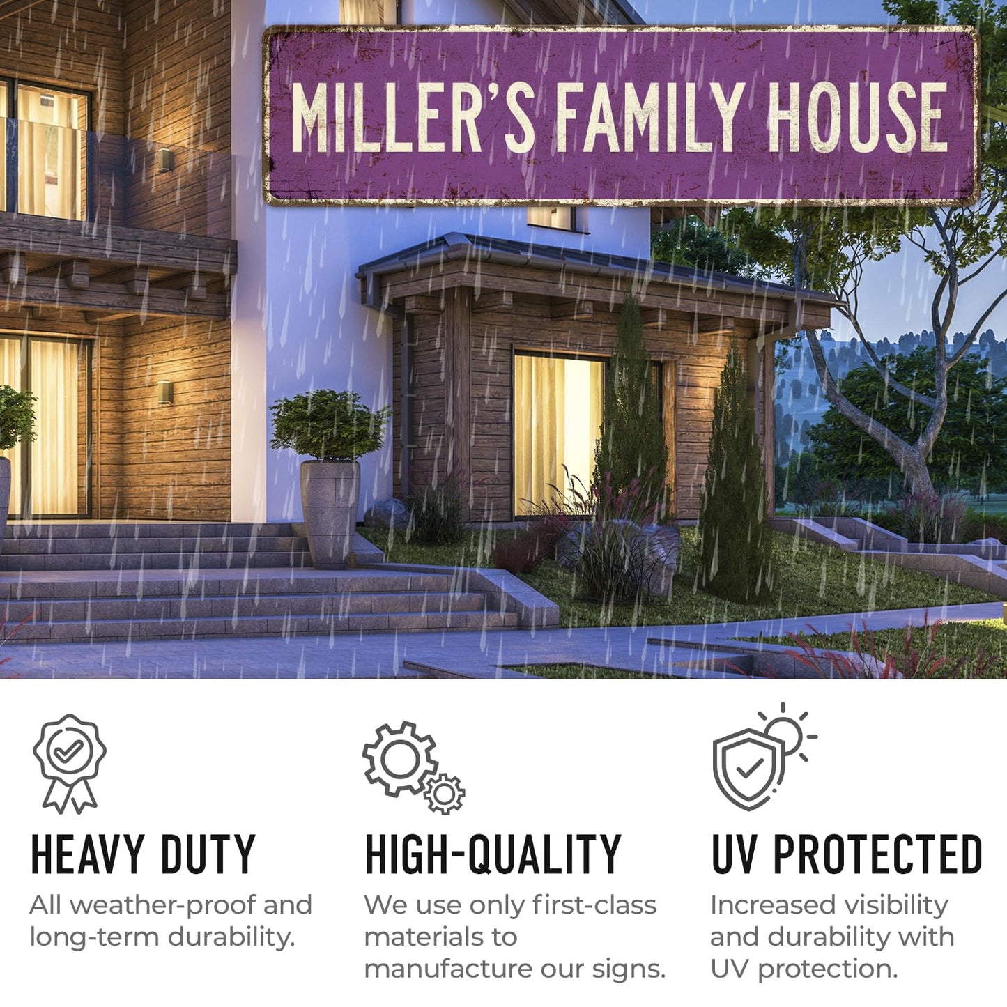 Custom Rustic Sign, Personalized Decor Street Signs Gift, 32x8 Inches, ACM, Fade Resistant, Made in USA