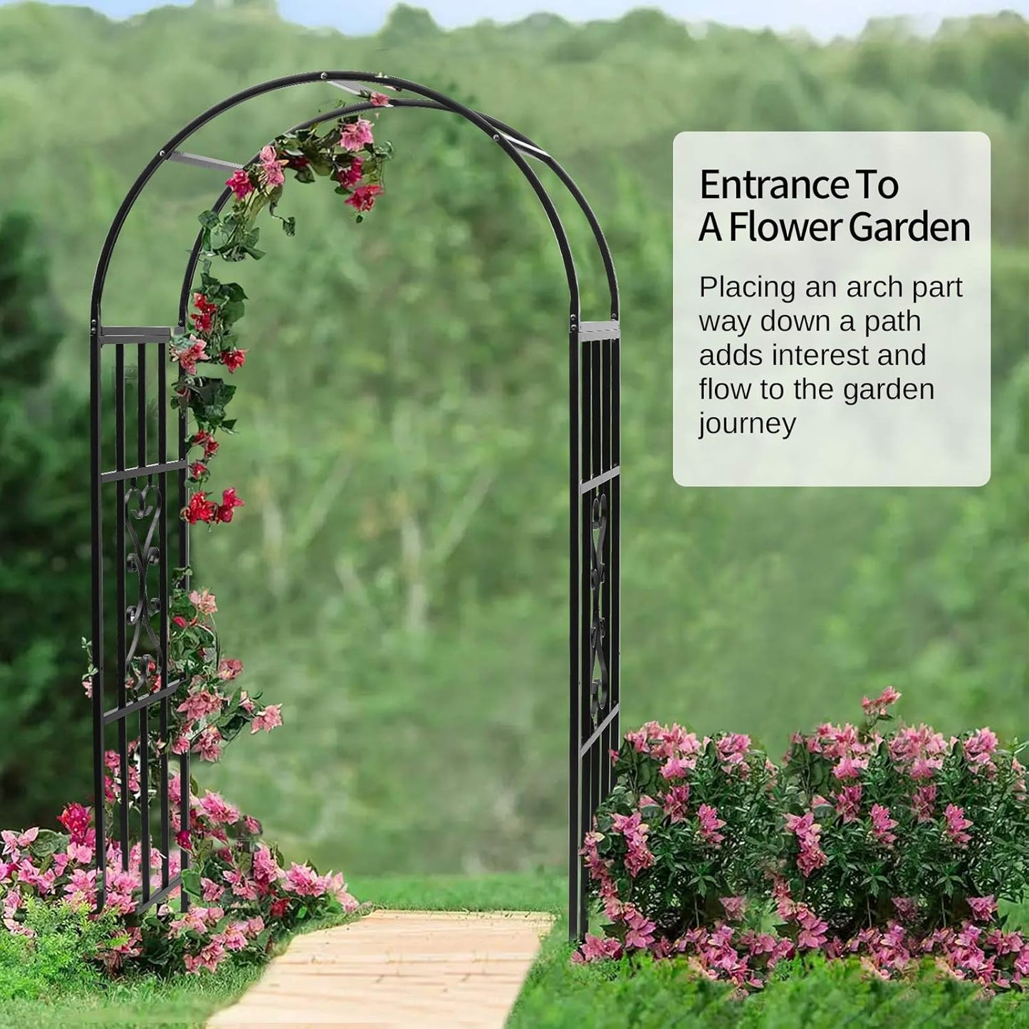 Arbors, Curved Metal Endurable Iron Trellis Plants Stand Use for Outdoor Garden Arbor Climbing Plants Wedding Arches Ceremony