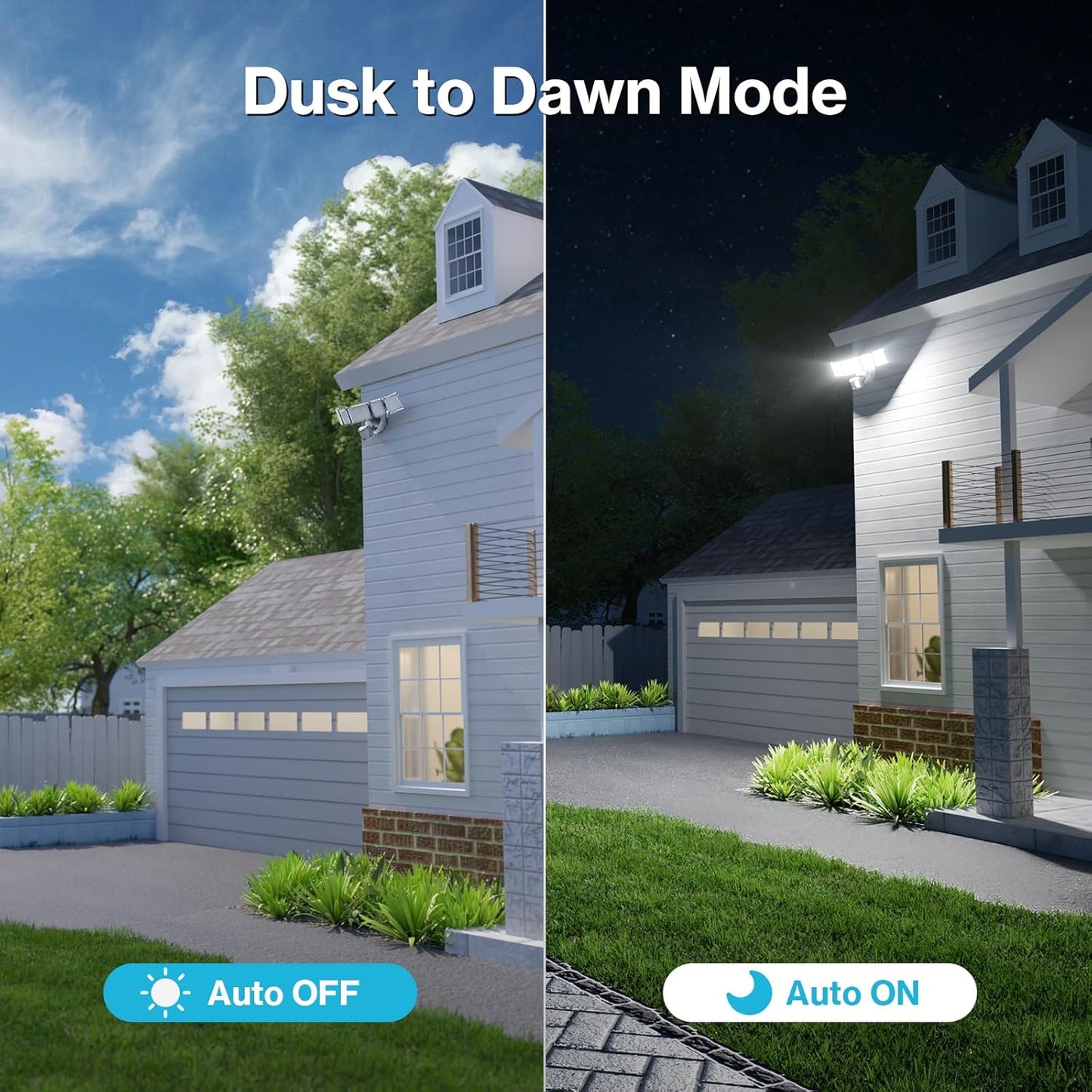 Olafus 100W Motion Sensor Outdoor Lights, 10000LM 2 Pack Motion Sensor Flood Light, Dusk to Dawn Outdoor Lighting, IP65 Waterproof Motion Detector Lights for Outside, White