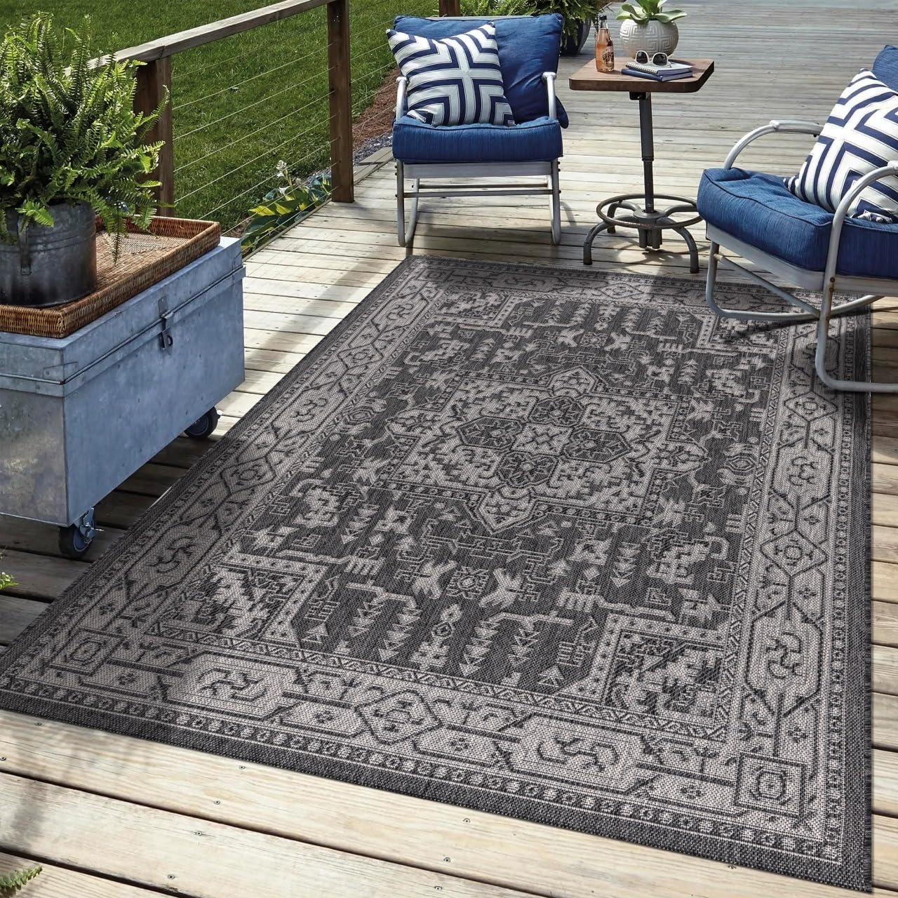 Keen Home Design Terrace Outdoor Area Rug - 8x10 Washable Indoor/Outdoor Rug for Patio, Kitchen, Balcony, Beach, Garden, Deck and Porch, Size: 7'7"x10'
