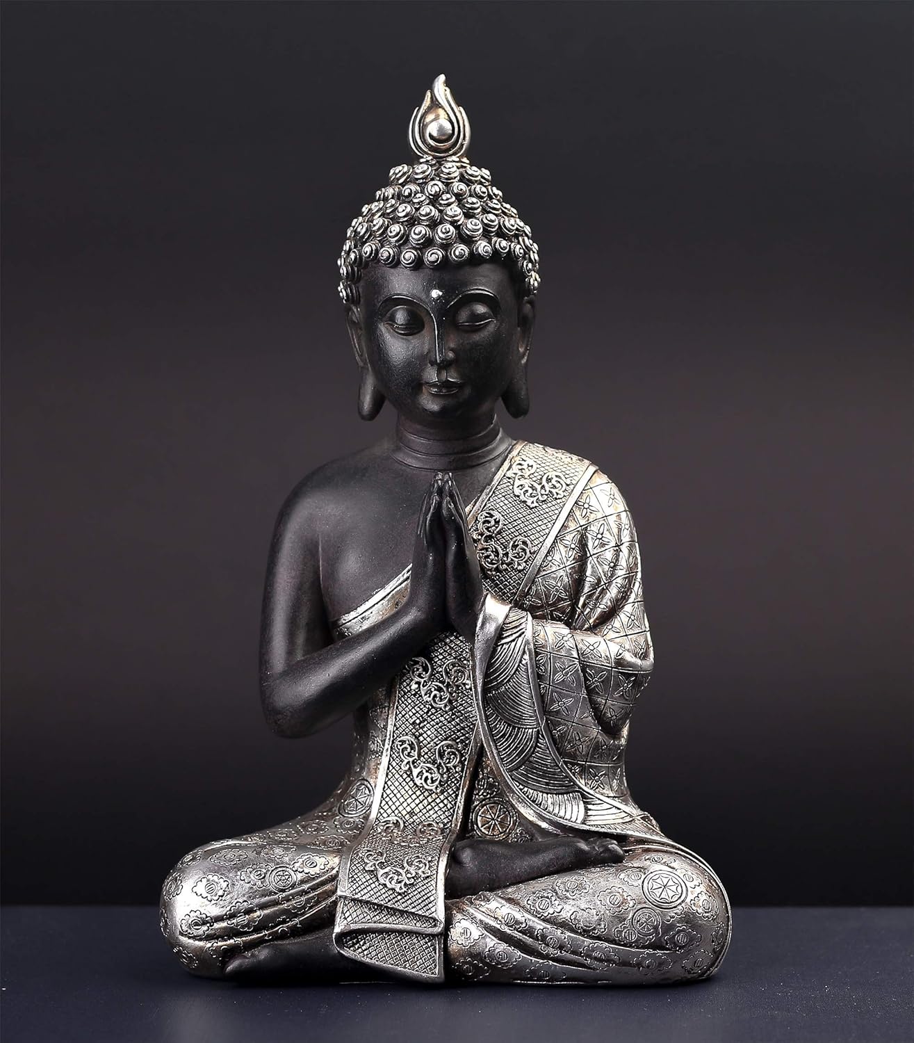 JORAE Seated Buddha Statue Buddhism Thai Meditating Home and Garden Decorative Sculpture Praying Collectibles Figurines, 9.5 in, Polyresin