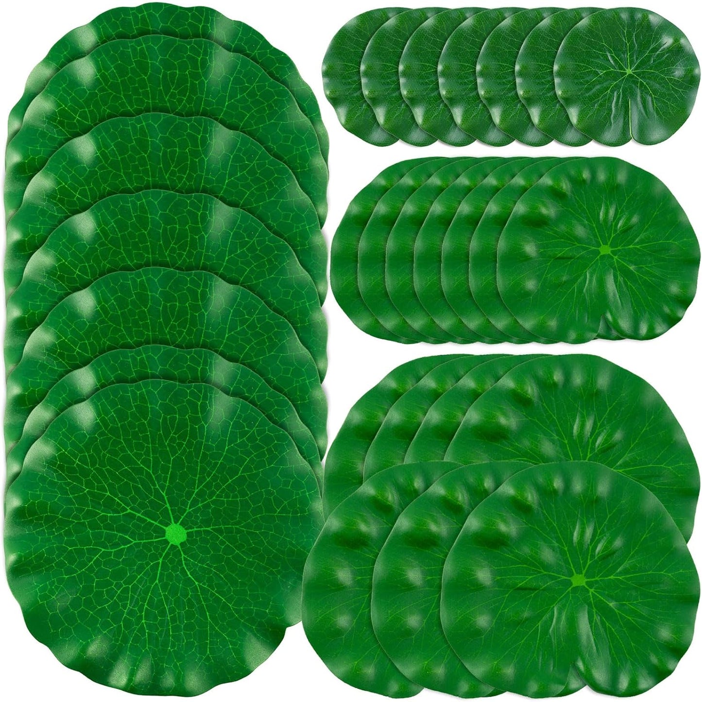 28 Pcs Realistic Lily Pads Leaves for Ponds, 4 Kinds Artificial Floating Foam Lotus Leaves, Water Lily Pads Foliage Pond Decor for Pond Pool Koi Fish Patio Aquarium