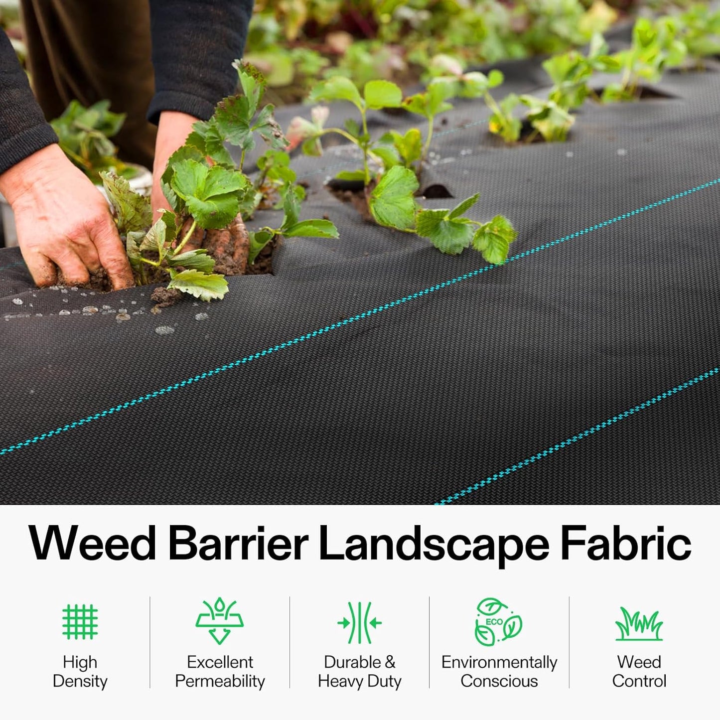 VIVOSUN Premium Weed Barrier Landscape Fabric Heavy Duty, 3ftx250ft 5oz Double-Layered Weed Control Mat with High Permeability, Commercial Ground Cover, Easy Set up & Superior Weed Control