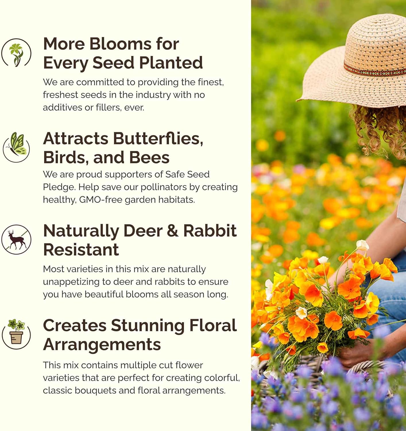 Eden Brothers Poppy Power Flower Mixed Seeds for Planting, 10 lb, 4,800,000+ Seeds with Red Corn, Iceland, California Poppy, Attracts Pollinators, Plant in Spring or Fall, Zone 3, 4, 5, 6, 7, 8, 9, 10