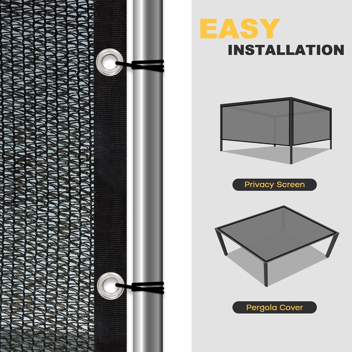 VICLLAX 70% Shade Cloth, 15x16FT Durable Black Mesh Trap with Every 3 FT Grommet, Sun Shade Fabric Netting for for Plants Cover, Greenhouse, Chicken Coop, Barn Kennel, Garden Patio