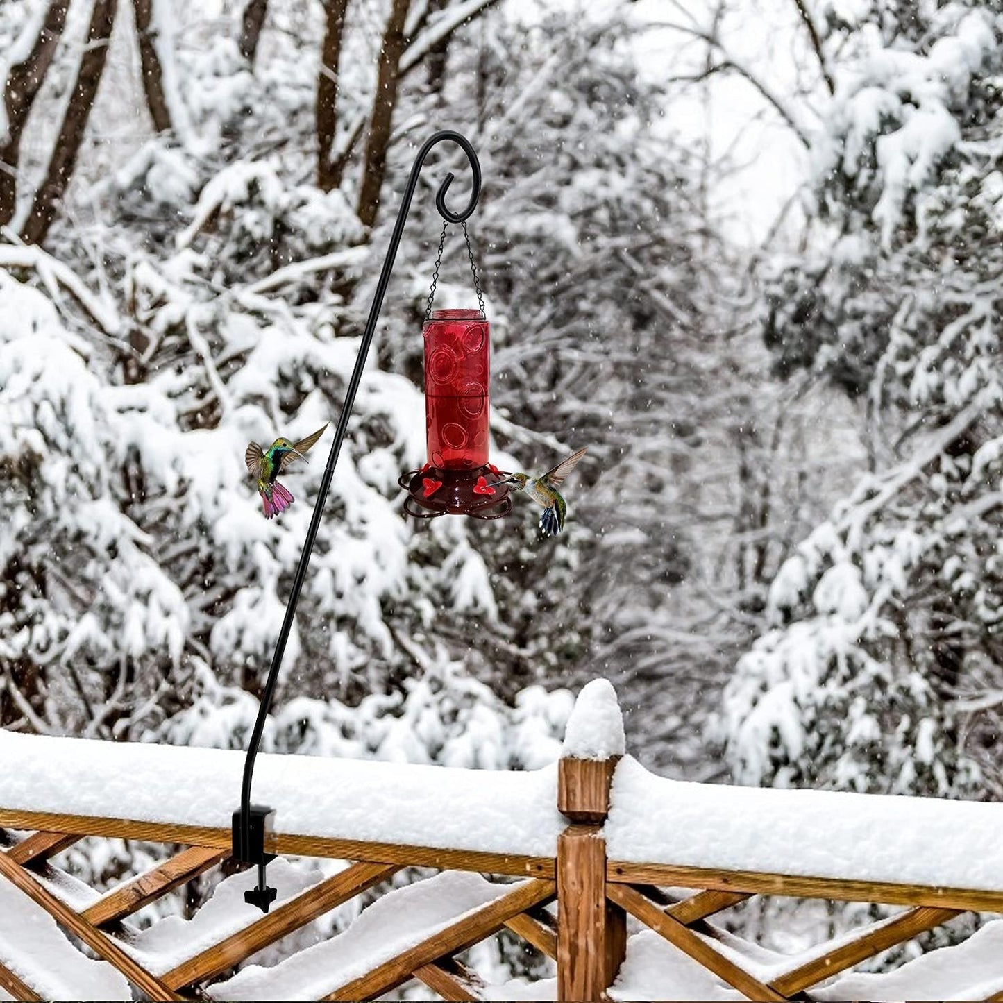 MIXXIDEA 2 Packs Heavy Duty Deck Rail Pole Deck Hook, Extensible and Adjustable Deck Hook for Hanging Bird Feeder, Plants, Suet Baskets,Wind Chimes,Lanterns