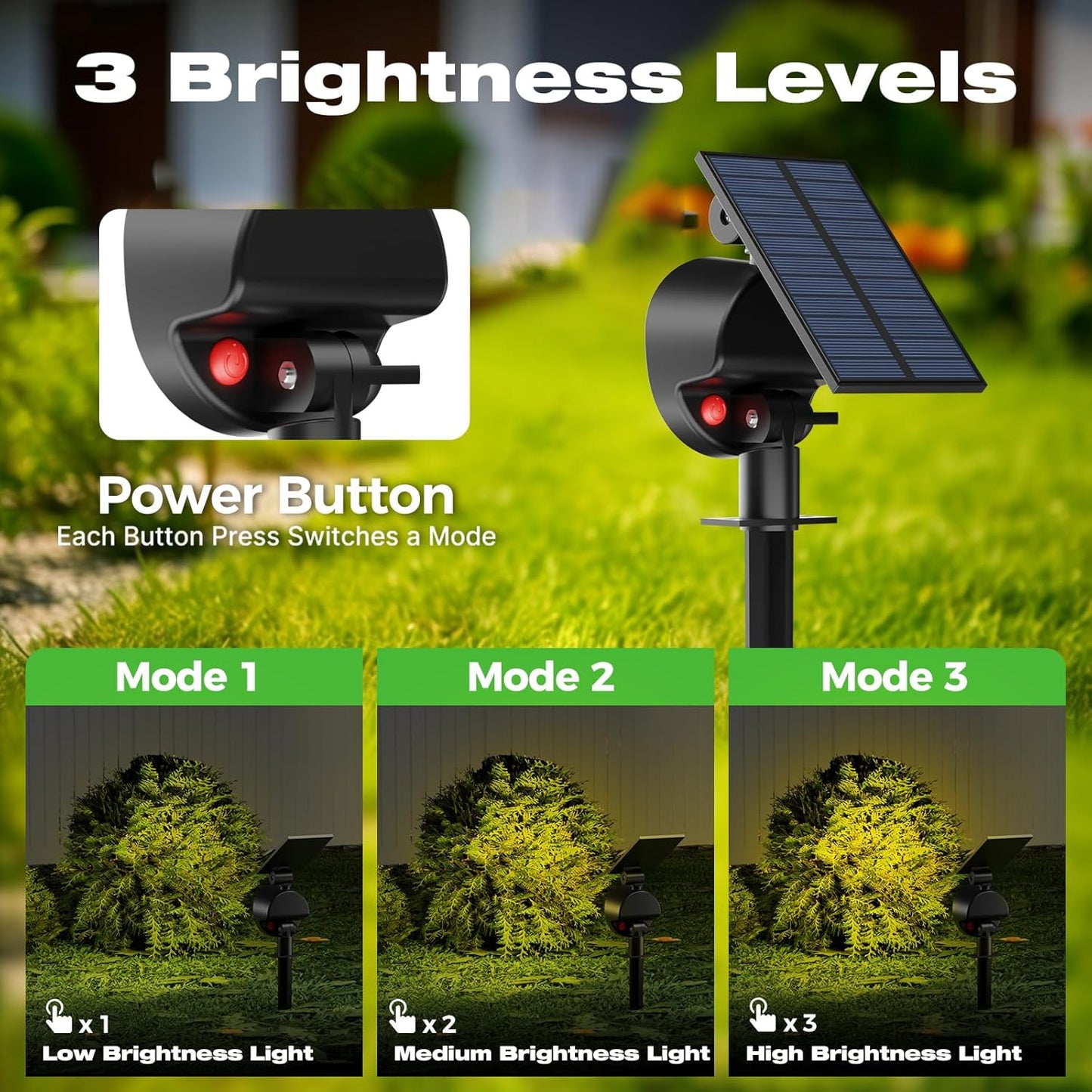 nipify 4 Pack Solar Lights Outdoor Waterproof, 53 LED Solar Spot Lights with 3 Modes Landscape Spotlights for Outside Garden Yard Trees, Warm White