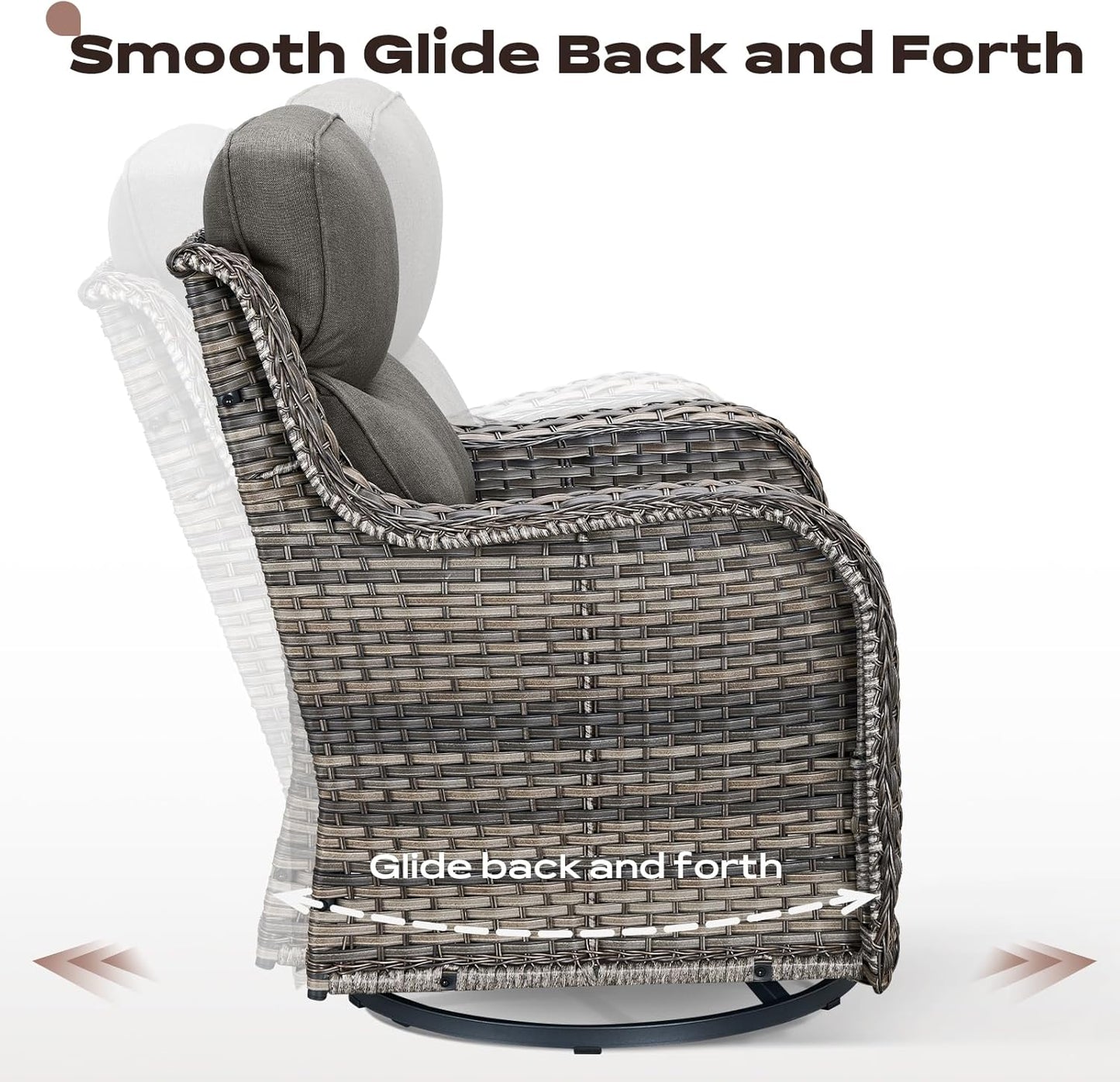 4 Piece Outdoor Patio Swivel Rocker Chairs, Waterproof Wicker, High Back, Deep Seating, Wide Armrest, Upgraded 6 inch Thick Cushions, Ideal for Deck Porch Backyard, Mixed Grey/Grey