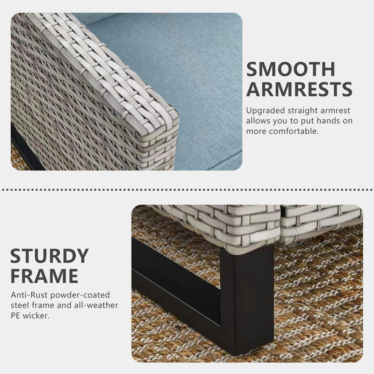 HUMMUH Patio Furniture Set 5 Piece Outdoor Sectional Sofa,PE Wicker Patio Swivel Rocker Chairs with Ottomans for Porch,Garden,Backyard