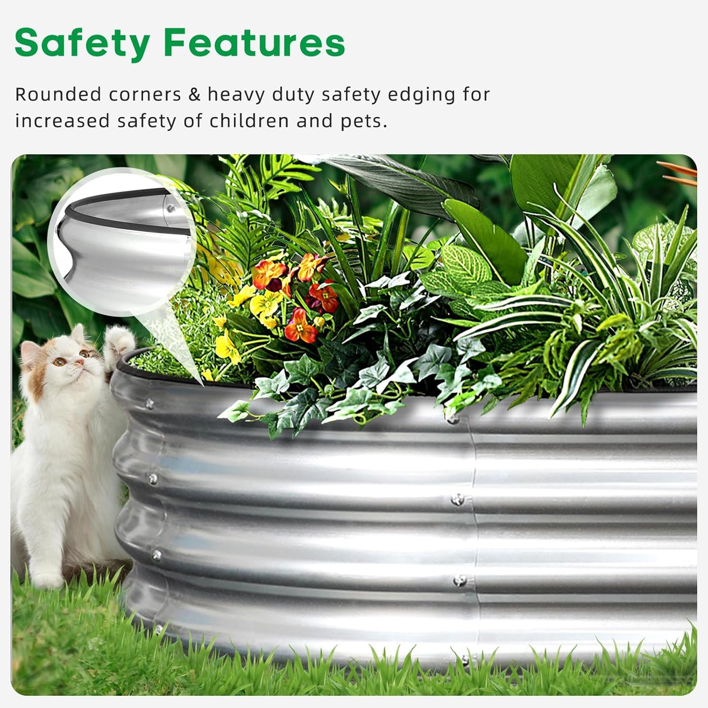 JERIA 2 Pcs 6×3×1ft Oval Raised Garden Bed,Galvanized Raised Garden Bed Kit Outdoor Metal Gardening Planter Box for Vegetable, Fruits, Flower，Herbs