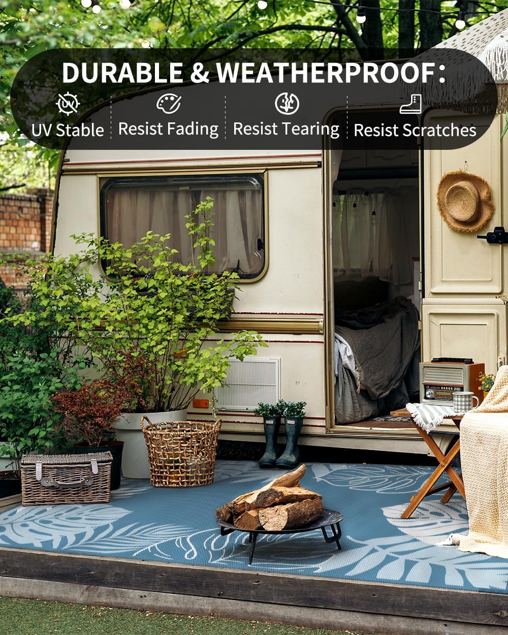 COCOER Tropical Outdoor Rug 8x10 Reversible-Waterproof Patio Rug-Quick Dry Outdoor Carpet-Outdoor Area Rugs Indoor Outdoor Rugs-Outside Rug Patio Decor for Porch Deck Balcony Backyard