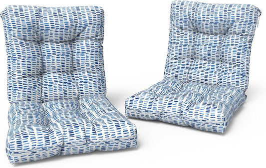 LVTXIII Outdoor Adirondack Chair Cushions, L42 x W21 x H4 Patio Tufted Low Back Cushions, Seasonal Replacement Rocking Chair Cushion for Home Garden Furnitue, Set of 2, Pebble Blue