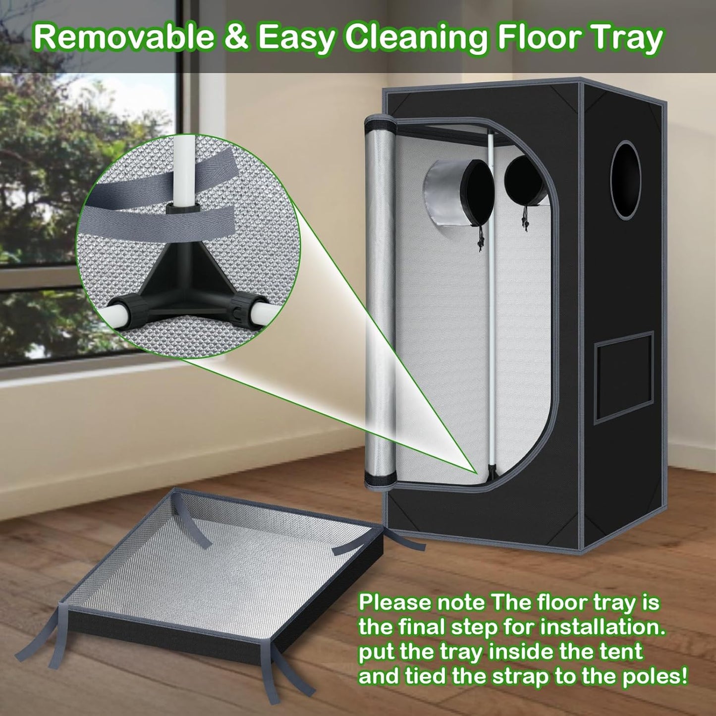 24"x24"x55" Grow Tent for Indoor Plants 600D Mylar Hydroponic High Reflective GrowTents for Plant Fruit Flower Veg Growing