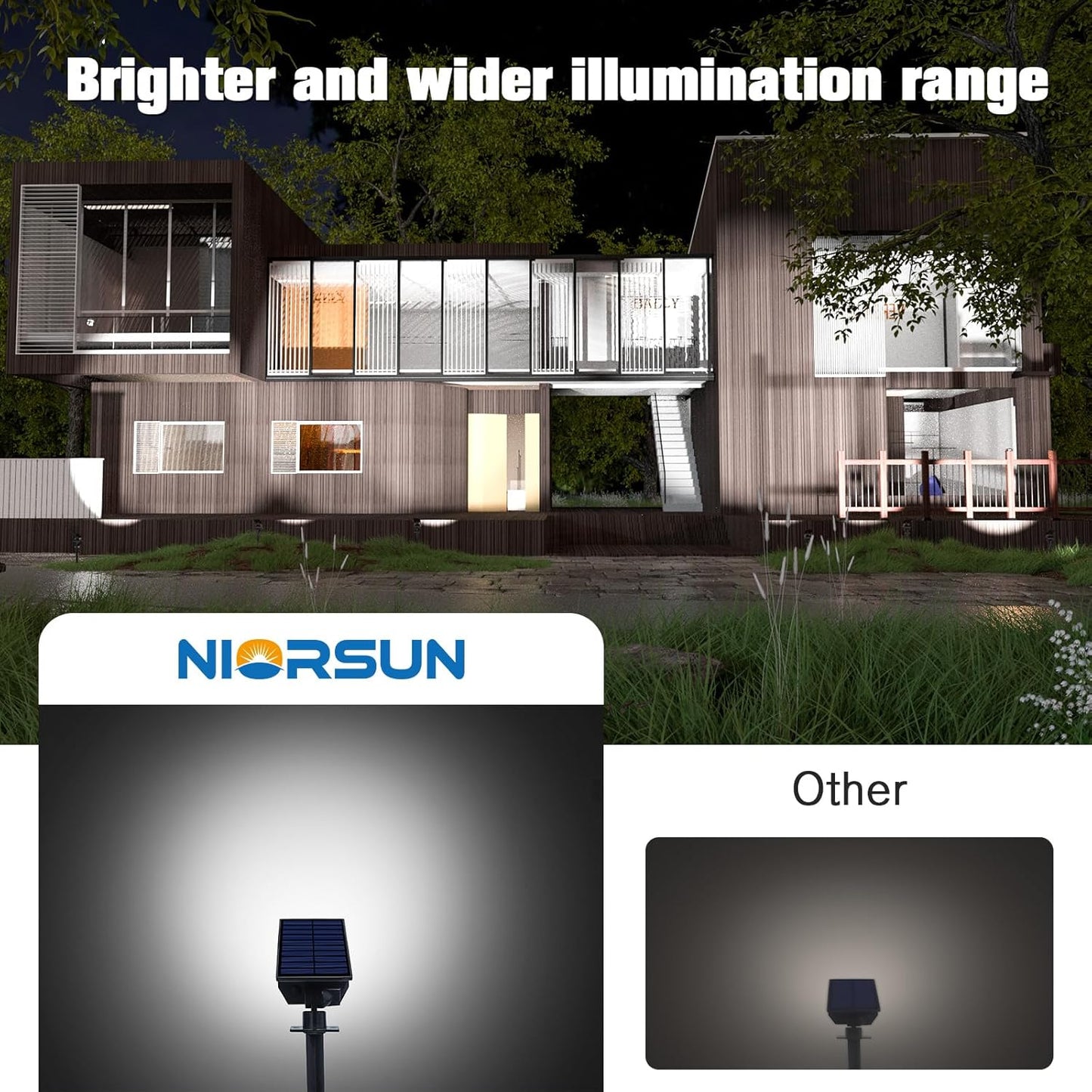 NIORSUN Solar Spot Lights Outdoor,23 LEDs Landscape Lighting with Auto On/Off and 3 Lighting Modes, IP67 Waterproof Spotlights,Outdoor Solar Lights for Yard Garden,8 Pack(Cool White)