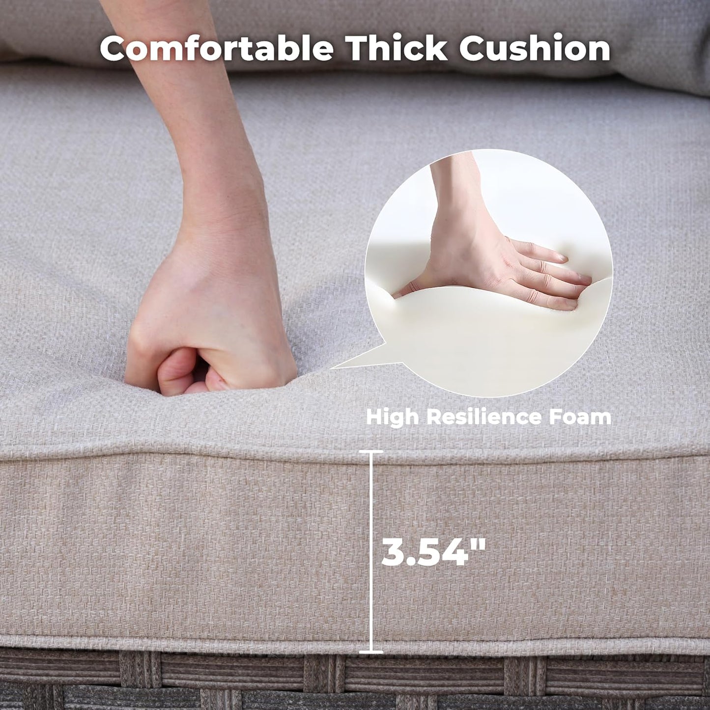 ovios 6 Pieces Patio Furniture Set, Outdoor Wicker Sectional Sofa with Glass Table Comfy Cushions, Modern Modular Deep Seat Couch Rattan Conversation Set, Beige