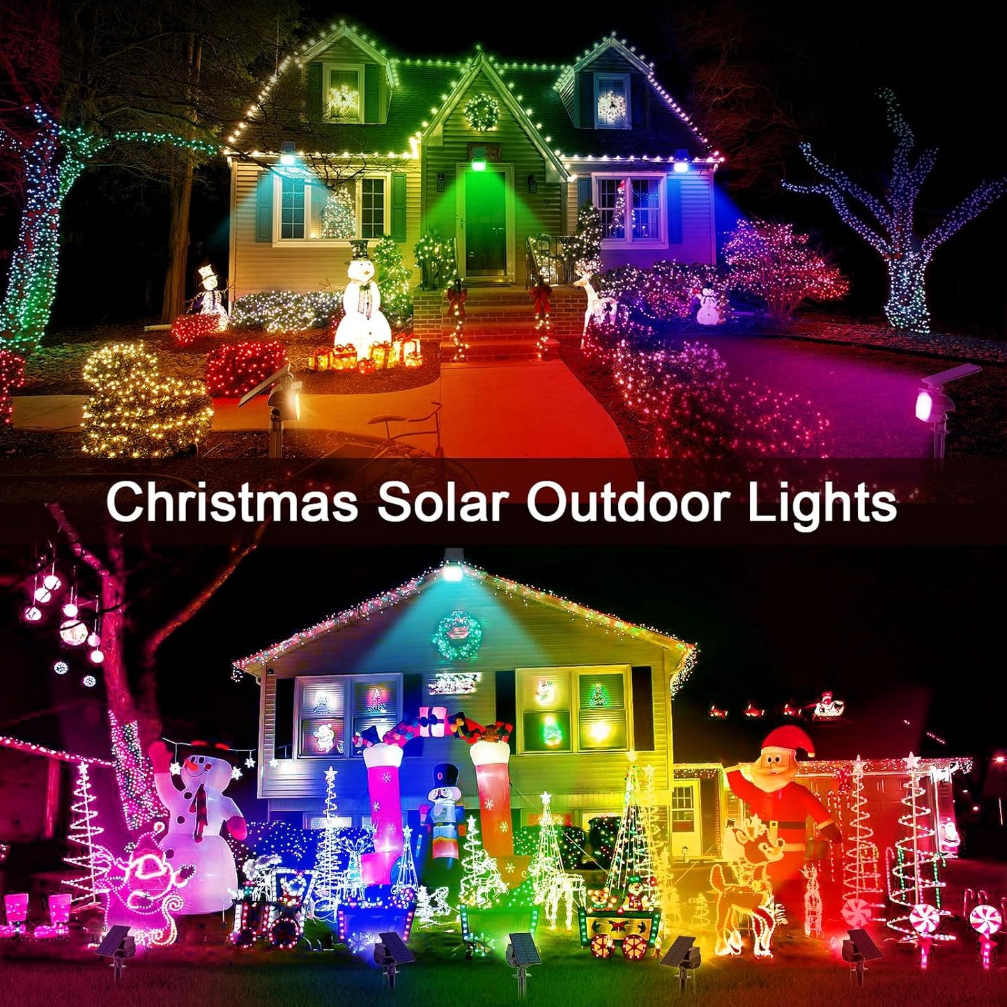 Solar Spot Lights Outdoor Color Changing, [7 Modes/8 Pack] Christmas IP67 Waterproof Landscape Spotlights, Dusk to Dawn Solar Powered Security Light for Patio Gate Walkway Pool Garden Yard Driveway