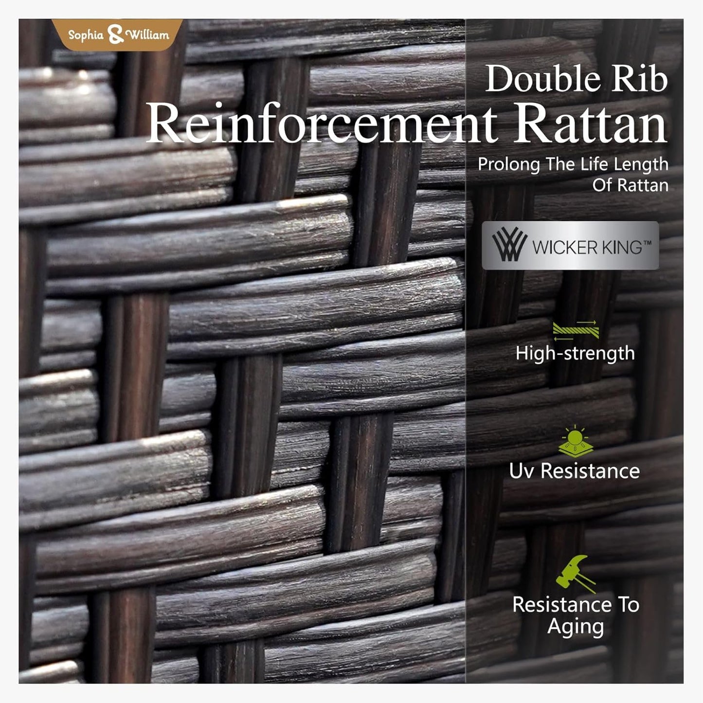 Sophia & William Half-Moon Patio Furniture Set for 8, Curved Outdoor Sofa Conversation Set with Coffee Table,Wicker Patio Sectional for Backyard, Beige