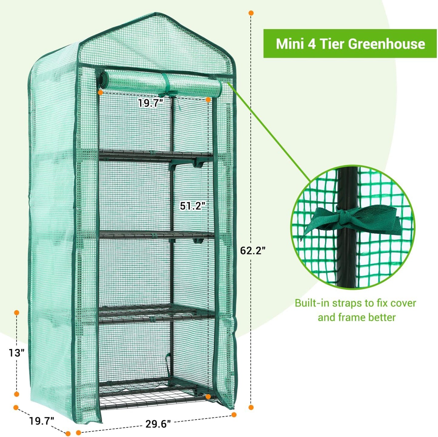 Ohuhu Mini Greenhouse for Indoor Outdoor, Small Plastic Plant Green House 4-Tier Rack Stand Portable Greenhouses with Durable PE Cover for Seedling, 2.5x1.6x5.2 FT, Ideal Gardening Gifts for Women Men