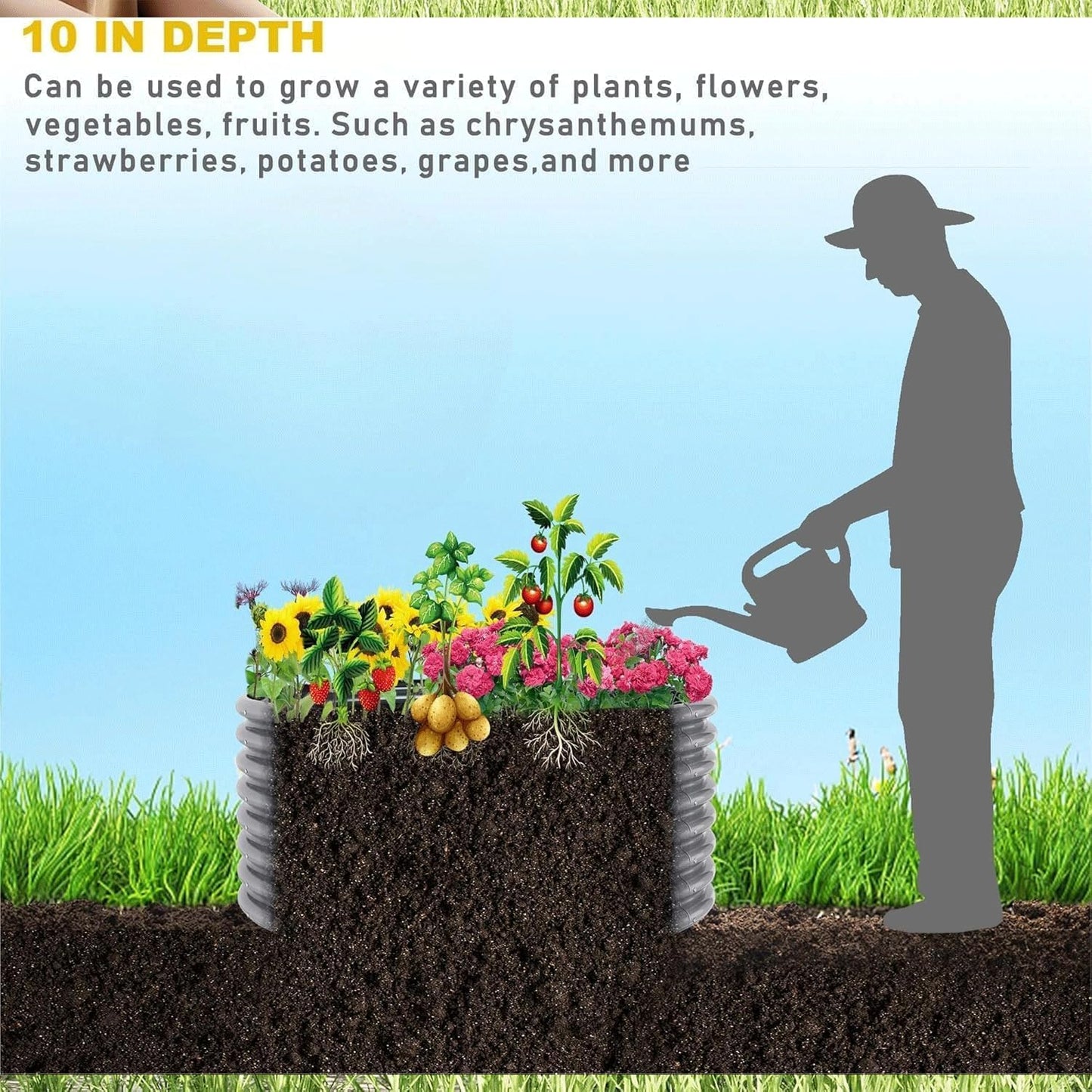 5 Pack 3x3FT Round Galvanized Raised Garden Bed Outdoor,Metal Garden Bed for Vegetables,Steel Raised Beds for Gardening,Above Ground Garden Box for Flower