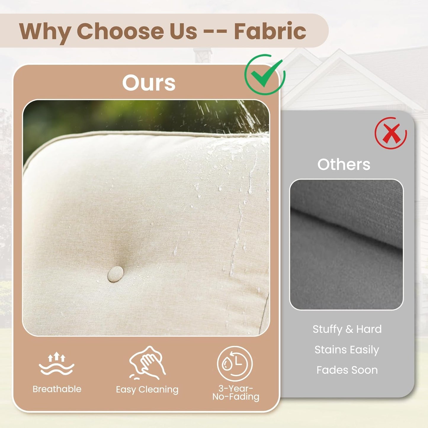 HOOOWOOO Patio Furniture Set,2 Pieces Outdoor Wicker Chairs Set,All Weather Deck Bistro Chairs with Comfy High Back,Beige