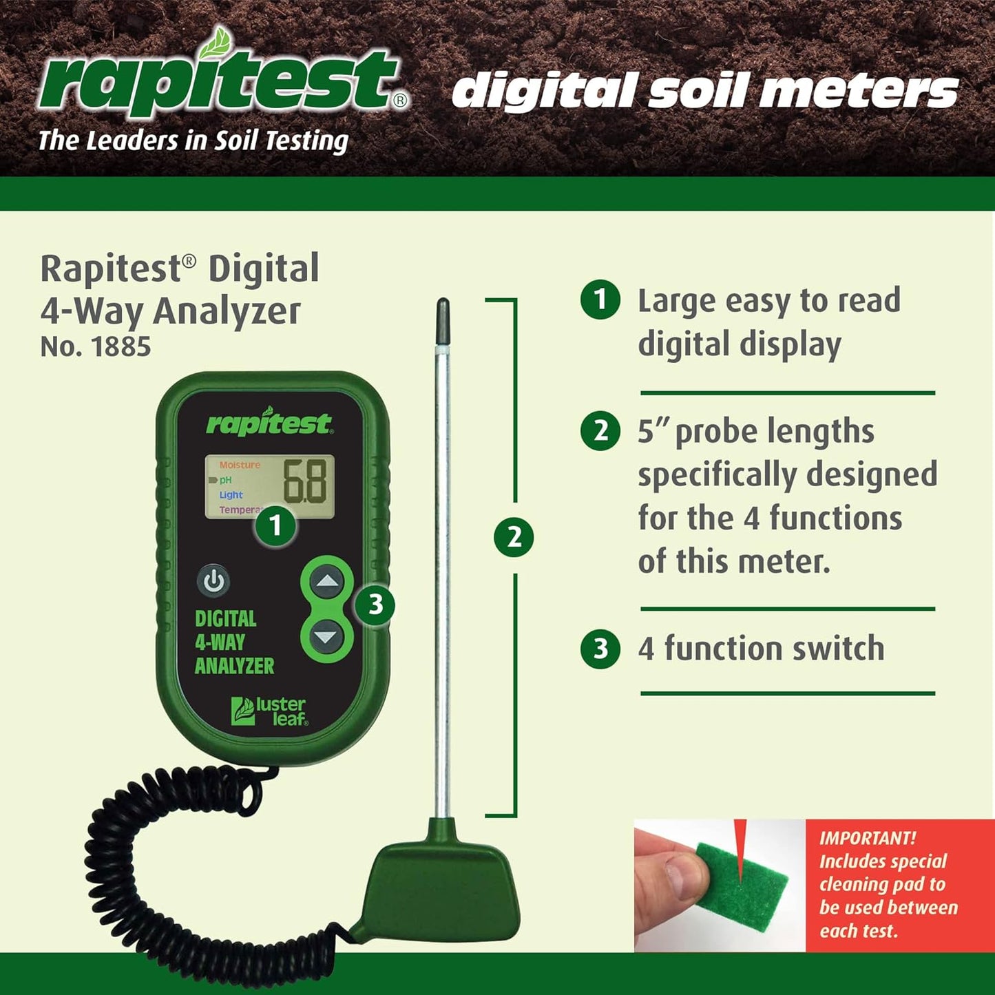 Luster Leaf 1885 Digital 4-Way Analyzer