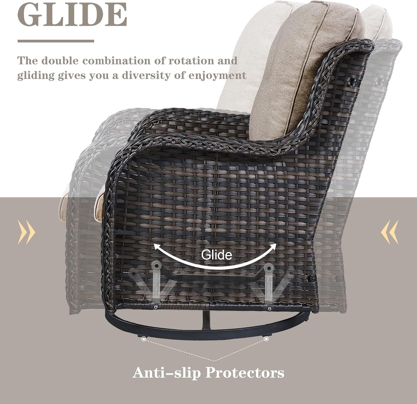 Outdoor Swivel Rcoker Patio Chairs - Outdoor Swivel Patio Chairs Set of 2 Wicker Chair Patio Furniture Sets with Covered Cushion for Porch Deck Balcony Garden, Gray