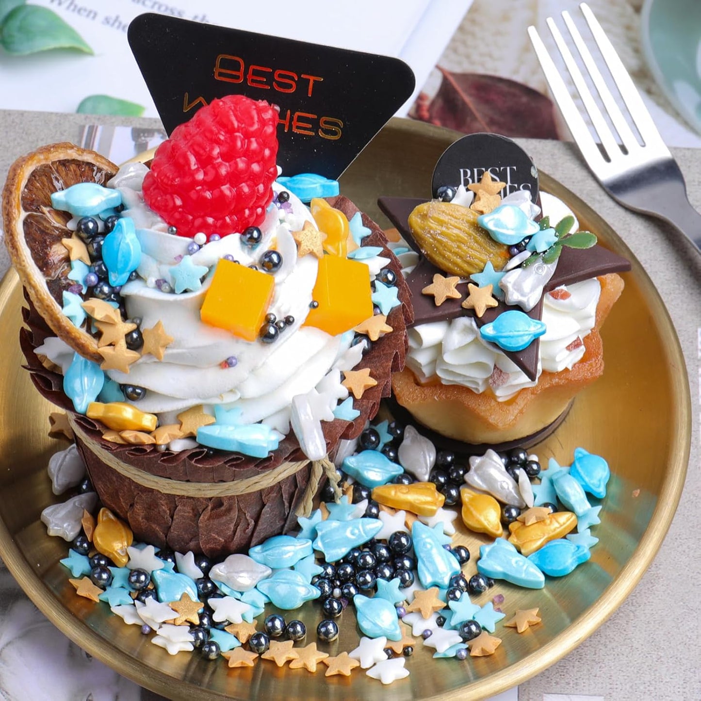 Space themed Sprinkles for Cake Decorating, Rocket, Planet, Star & Pearl Sugar Mix for Baking Cupcakes, Cookies, Donuts & Ice Cream, Birthday Party Supllies