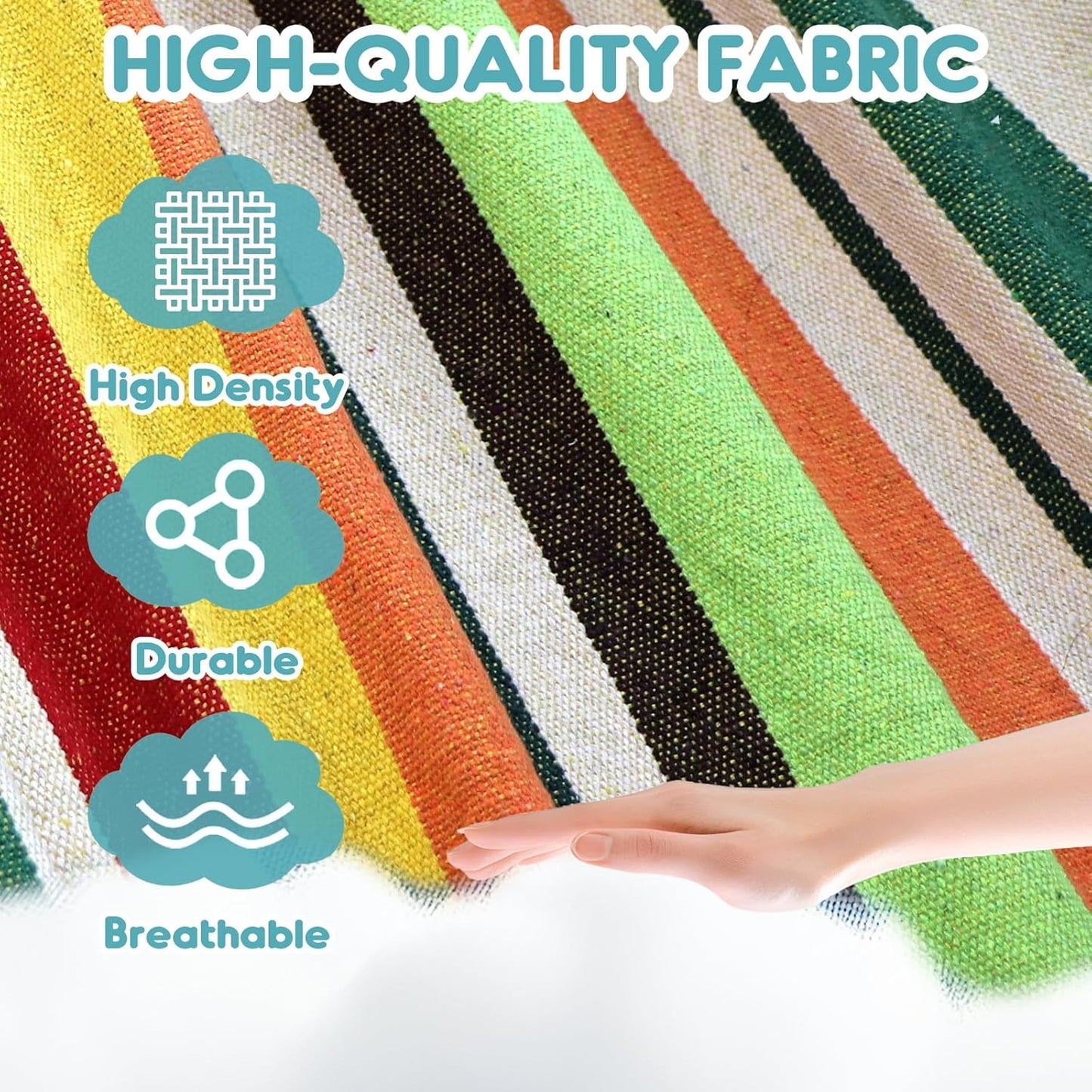 Anyoo Garden Cotton Hammock Comfortable Fabric Hammock with Spreader Bar Sturdy Hammocks Up to 450lbs Portable Lightweight Hammocks with Travel Bag for Camping Outdoor/Indoor Patio Backyard