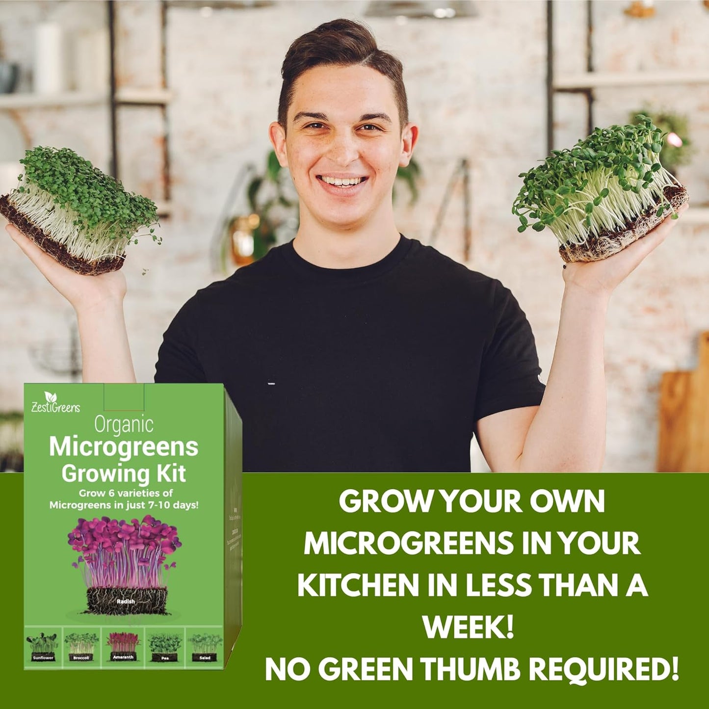 Complete Microgreens Growing Kit with 6 of The Most Popular Seed Varietes to Grow Nutritious Microgreens at Home.