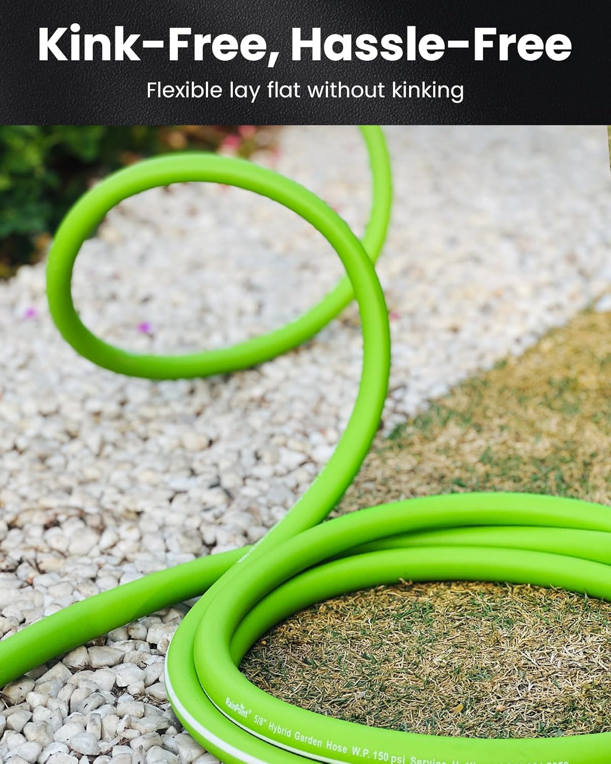 RAINPOINT Short Leader Garden Hose 5ft - Lightweight Water Hose with Swivel Handle - Flexible, Heavy Duty, Hybrid Rubber, with Male to Female Fittings