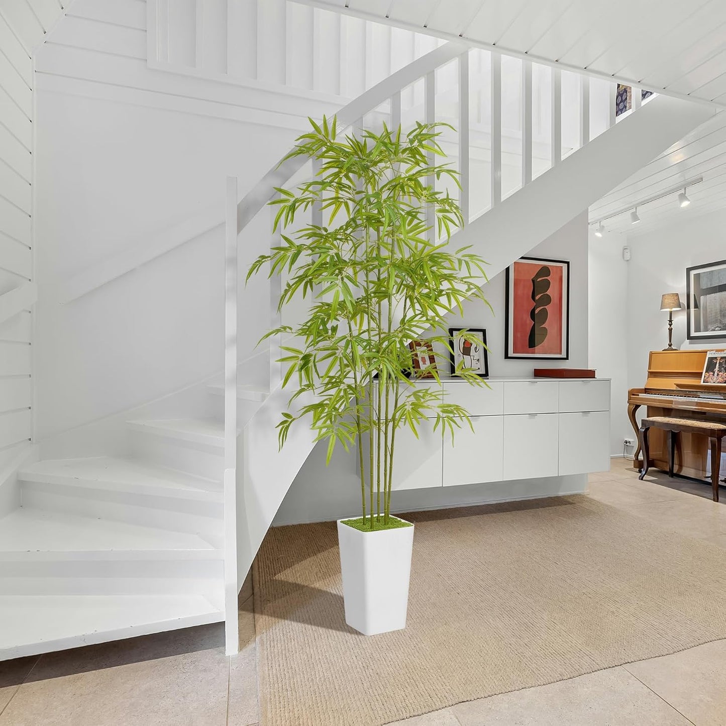 Artificial Bamboo Tree 6FT Tall Fake Plants for Home Office Living Room Decor Indoor (Write)