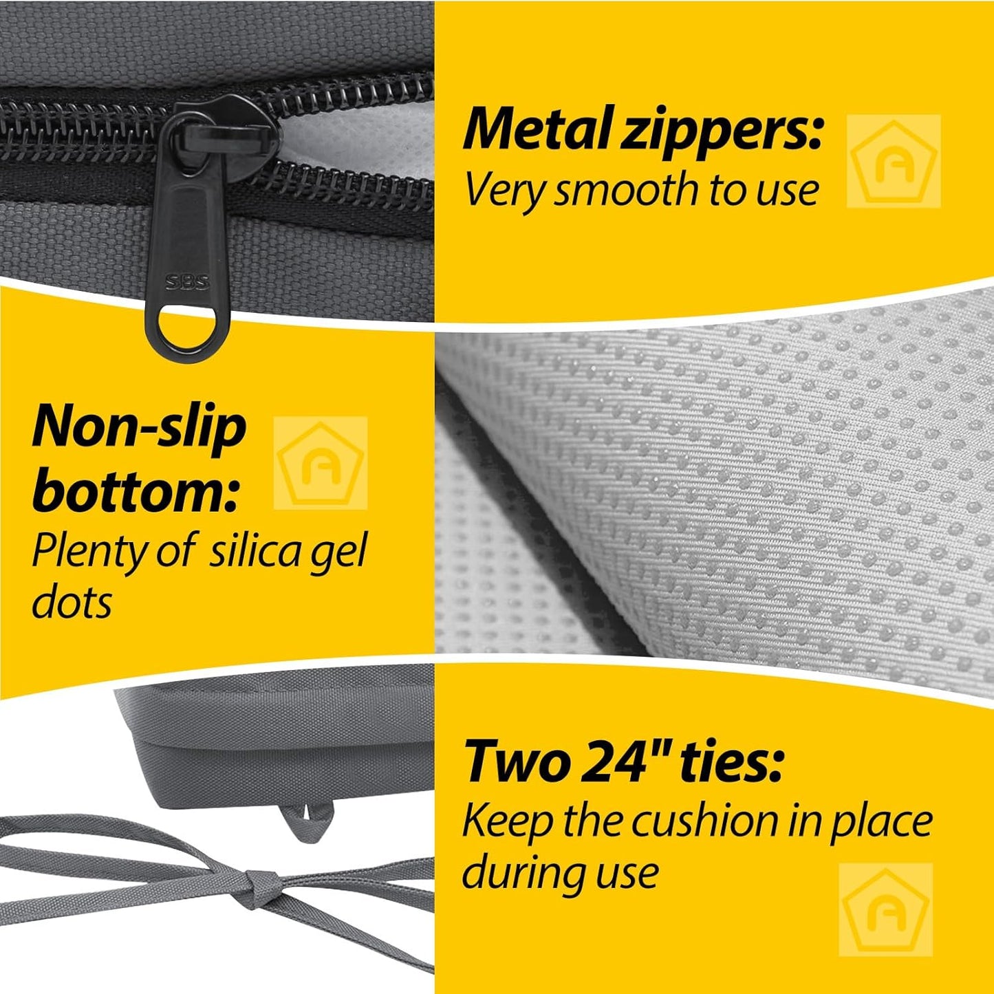 AAAAAcessories Outdoor Seat Cushions for Chairs, Waterproof, Fade-Resistant Patio Furniture Replacement Cushions, 20" x 20" x 3", Set of 2, Dark Gray