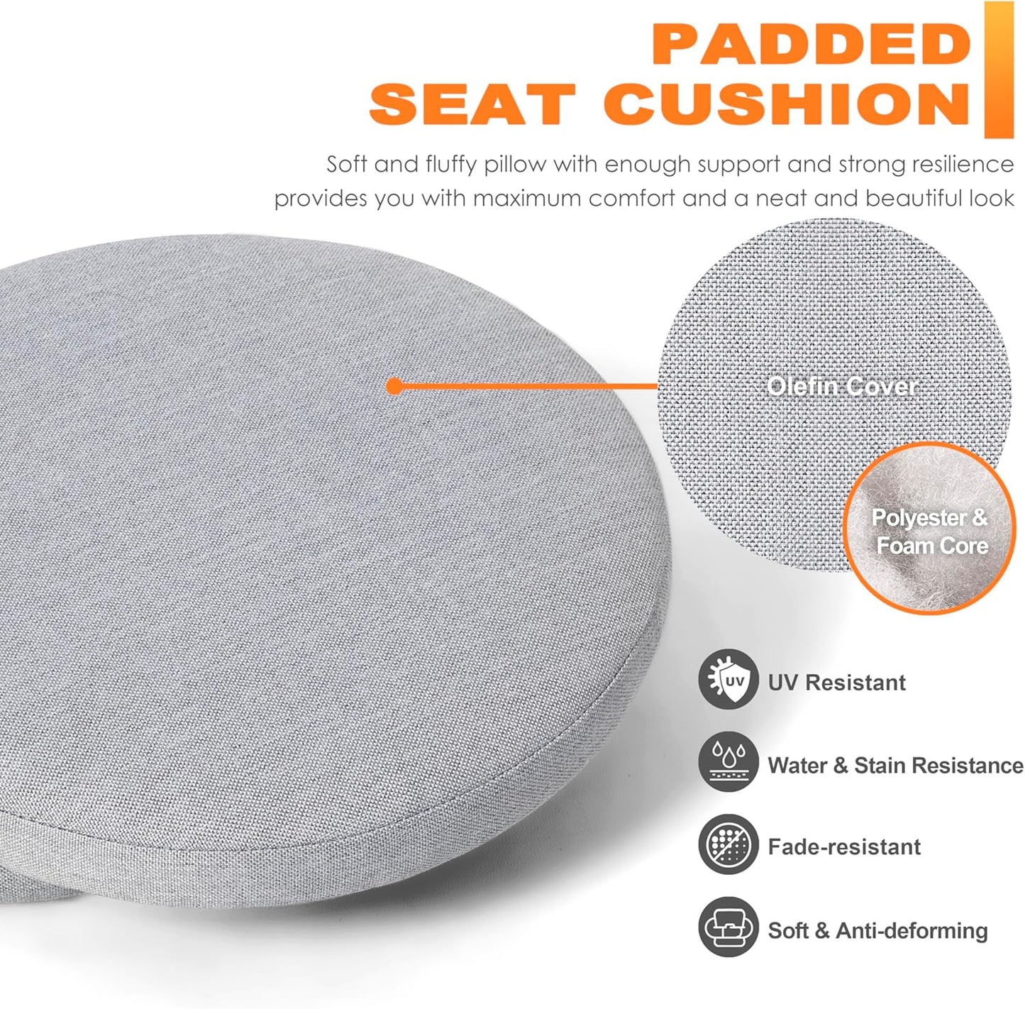 NUU GARDEN 3 Piece Outdoor Bistro Table Set, All Weather Cast Aluminum Patio Bistro Sets Patio Table and Chairs Set of 2 with Umbrella Hole for Yard, Garden, Balcony, Black