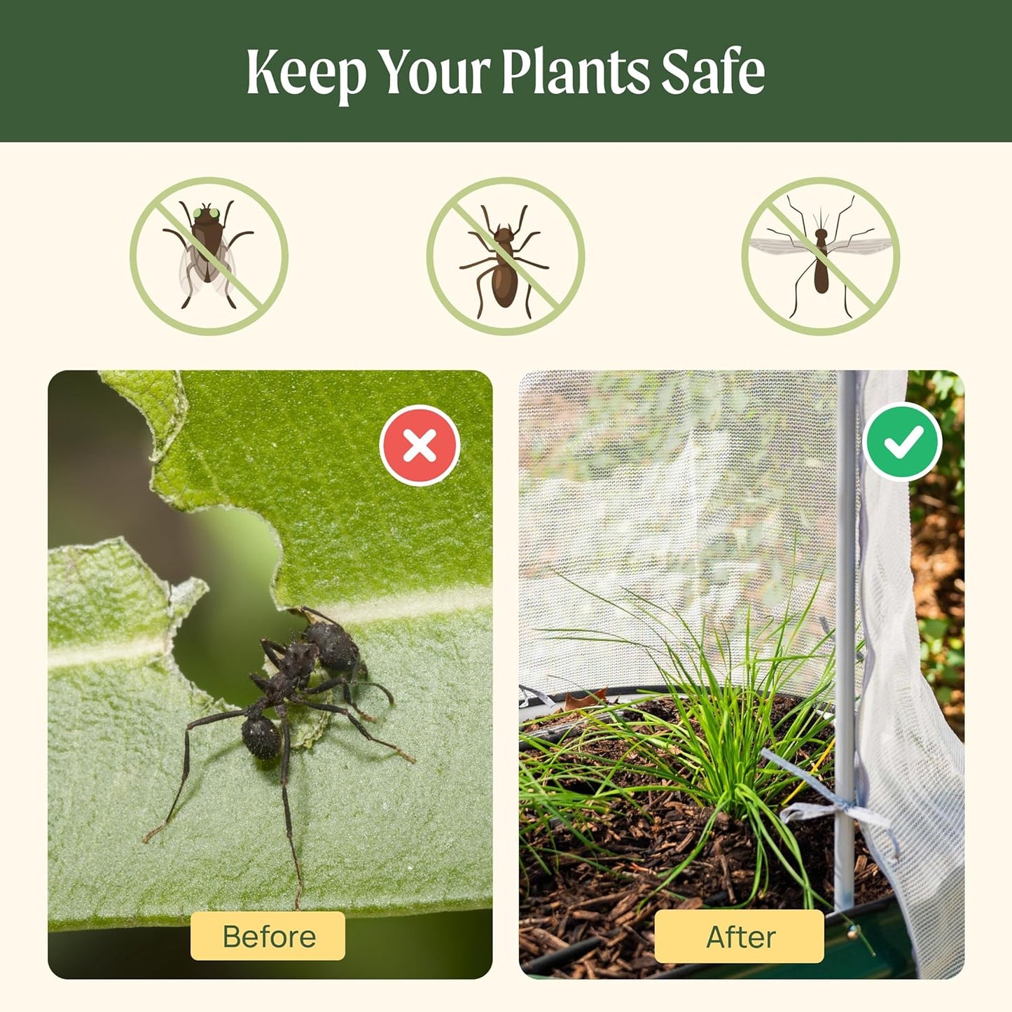 Vego garden Cover System for 2.0' x 5.0' (4 in 1) Garden Bed