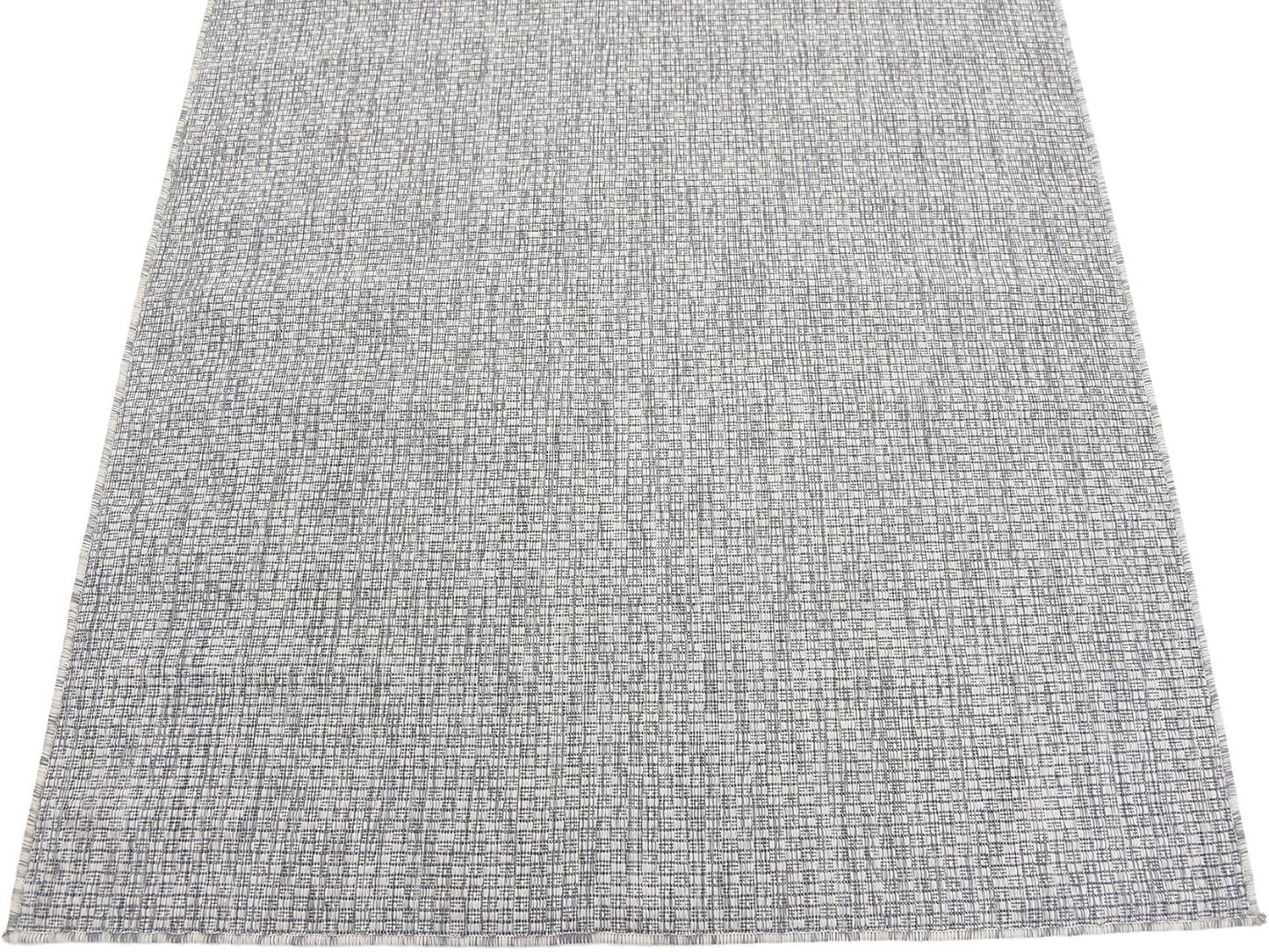 Unique Loom Collection Casual Transitional Solid Heathered Indoor/Outdoor Flatweave Area Rug (4' 1" x 6' 1" Rectangle, Light Gray/Ivory)