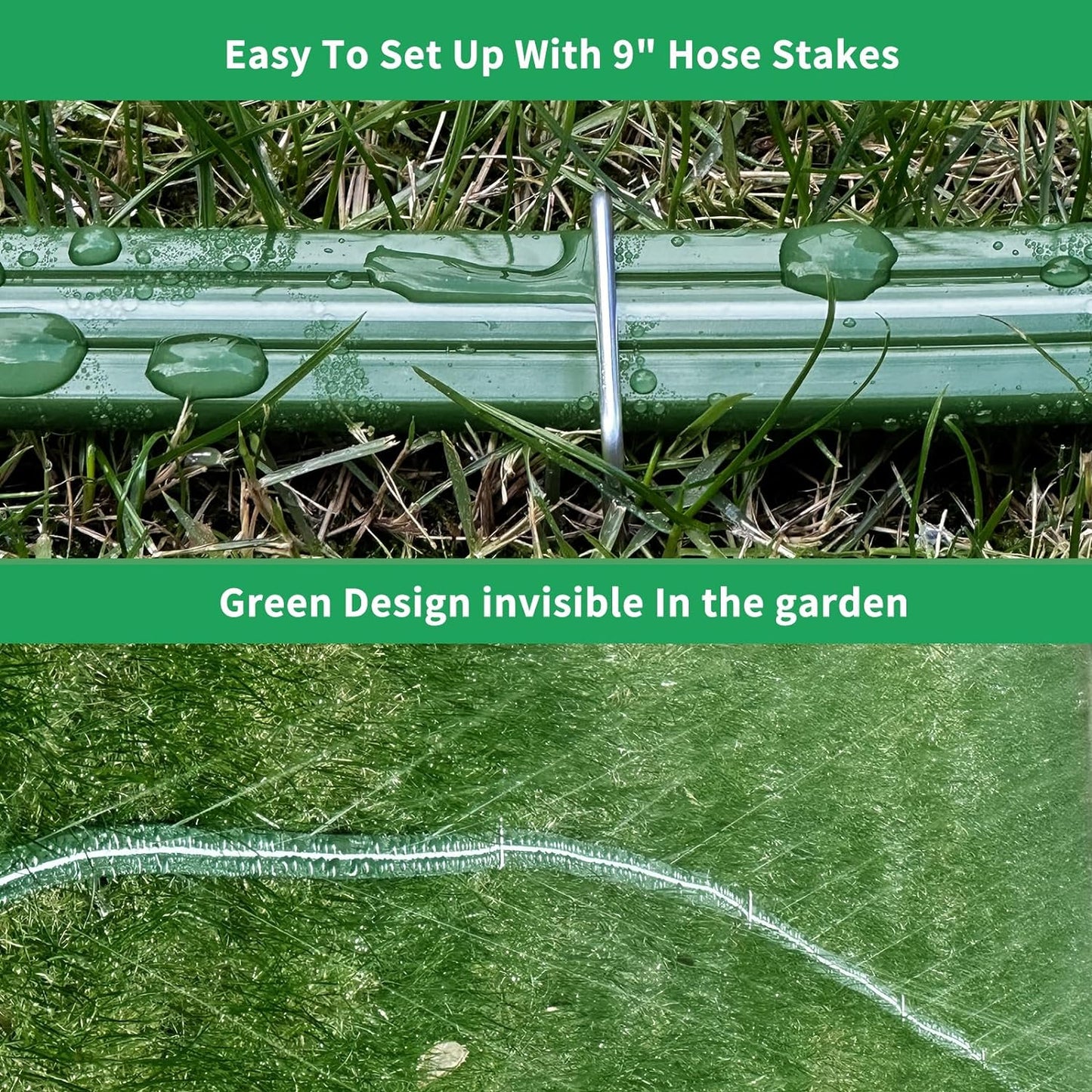 Watoo 2025 Sprinkler Hose & Soaker Hose for Yard - 100 FT Reinforced Flat Garden Hose with Holes, Heavy Duty No-Kink Lawn Irrigation Hose (Includes Stakes, High Pressure Spray)