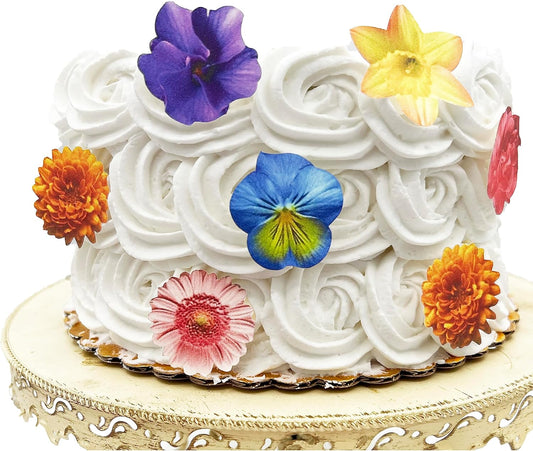 Sugar Robot - Edible Wafer flowers for cake decorating - Small Size - Edible flowers cake decorations - Premium Crafted - Made in the USA Cake -Set of 24 (Wafer Flowers)