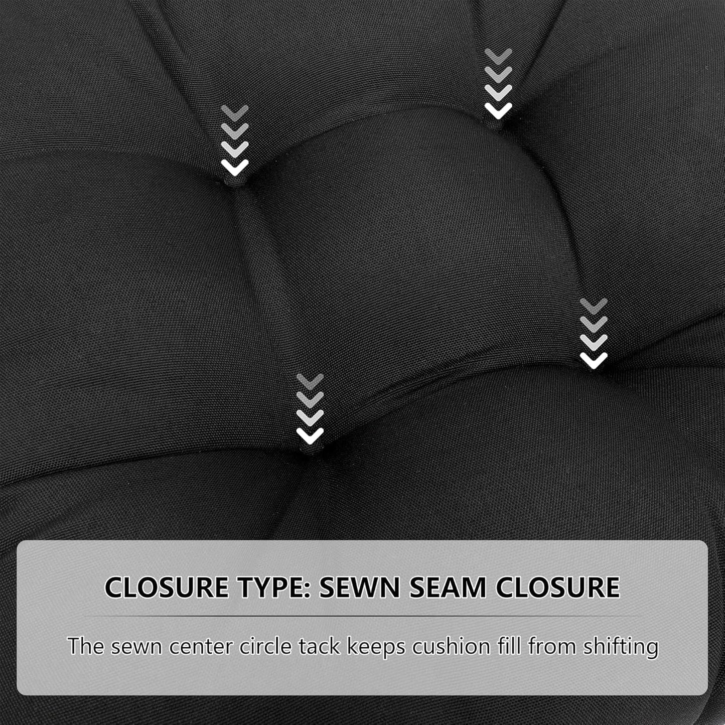 RACE LEAF Patio Chair Cushions 17x17 Inch 4 Pack, Thickened Outdoor Cushions Water Resistant Stain Resistant Non-Slip Ties (Black)