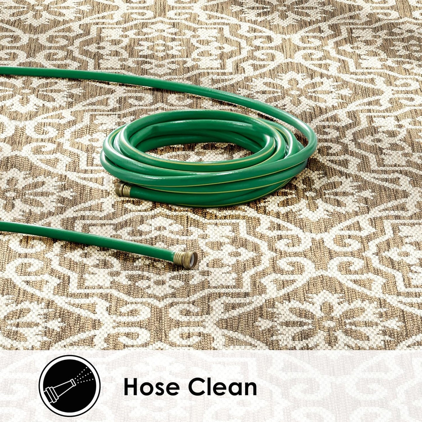 Nicole Miller New York Patio Country Julia Transitional Geometric Indoor/Outdoor Area Rug, Brown/Beige, 6'6"x9'2"